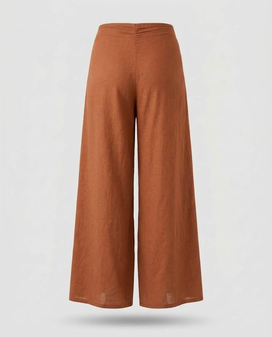 Wrap-Tie Wide-Leg Linen Trousers