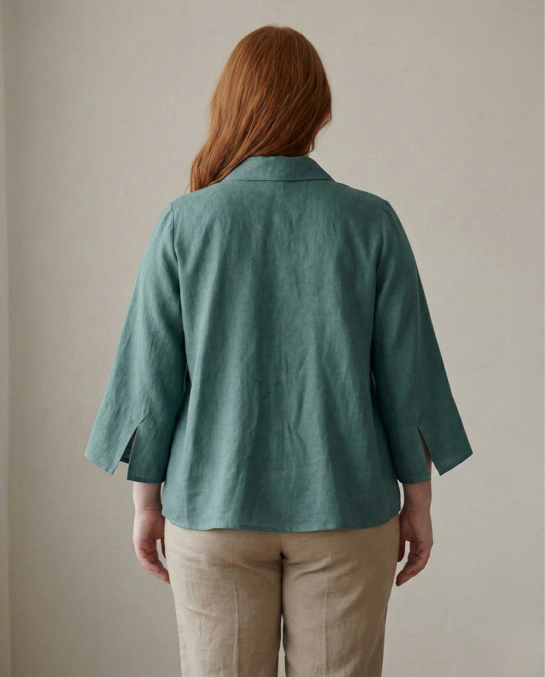 Linen Blouse with Batwing Sleeves