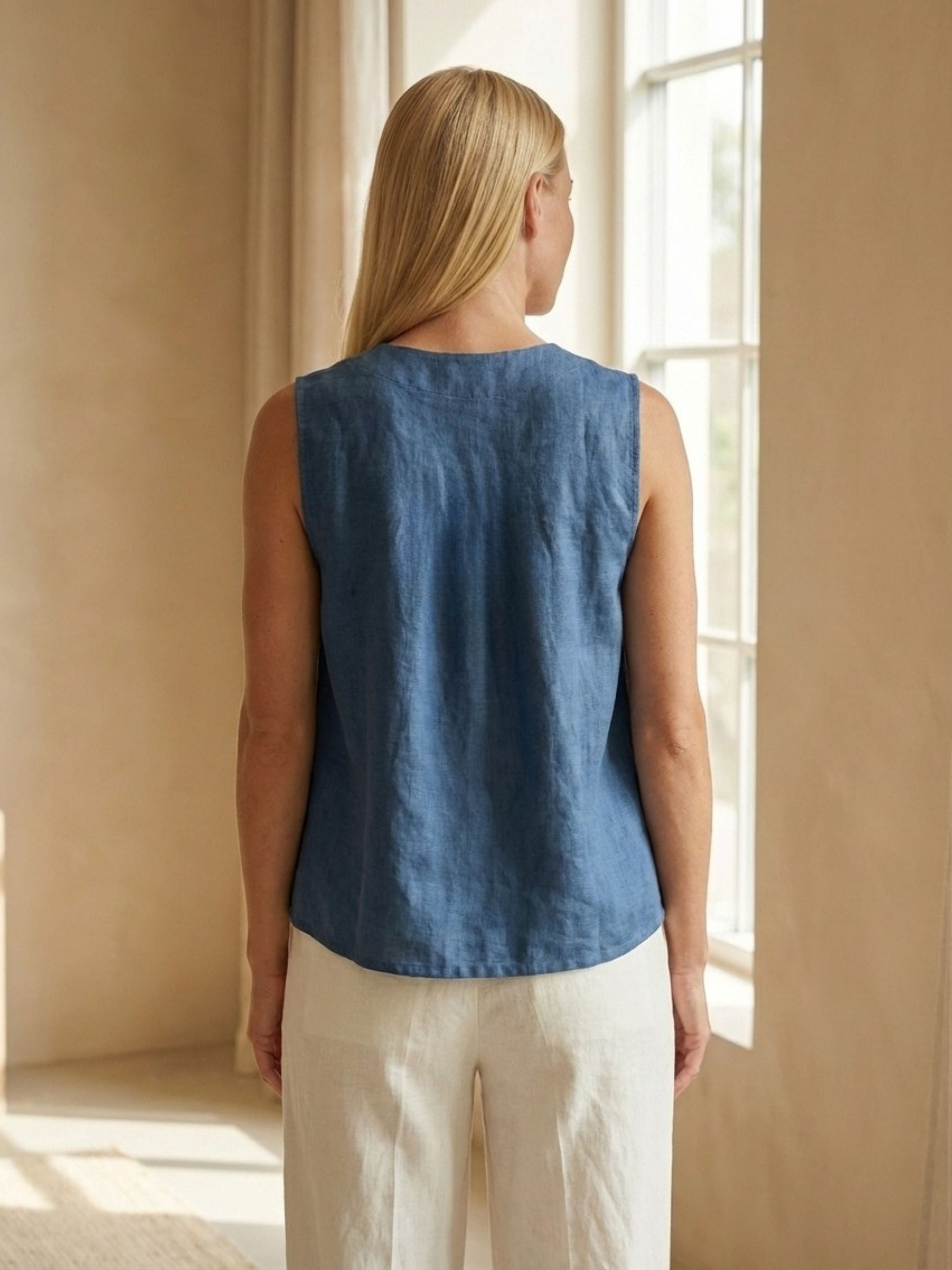 Gathered Linen Wrap Top