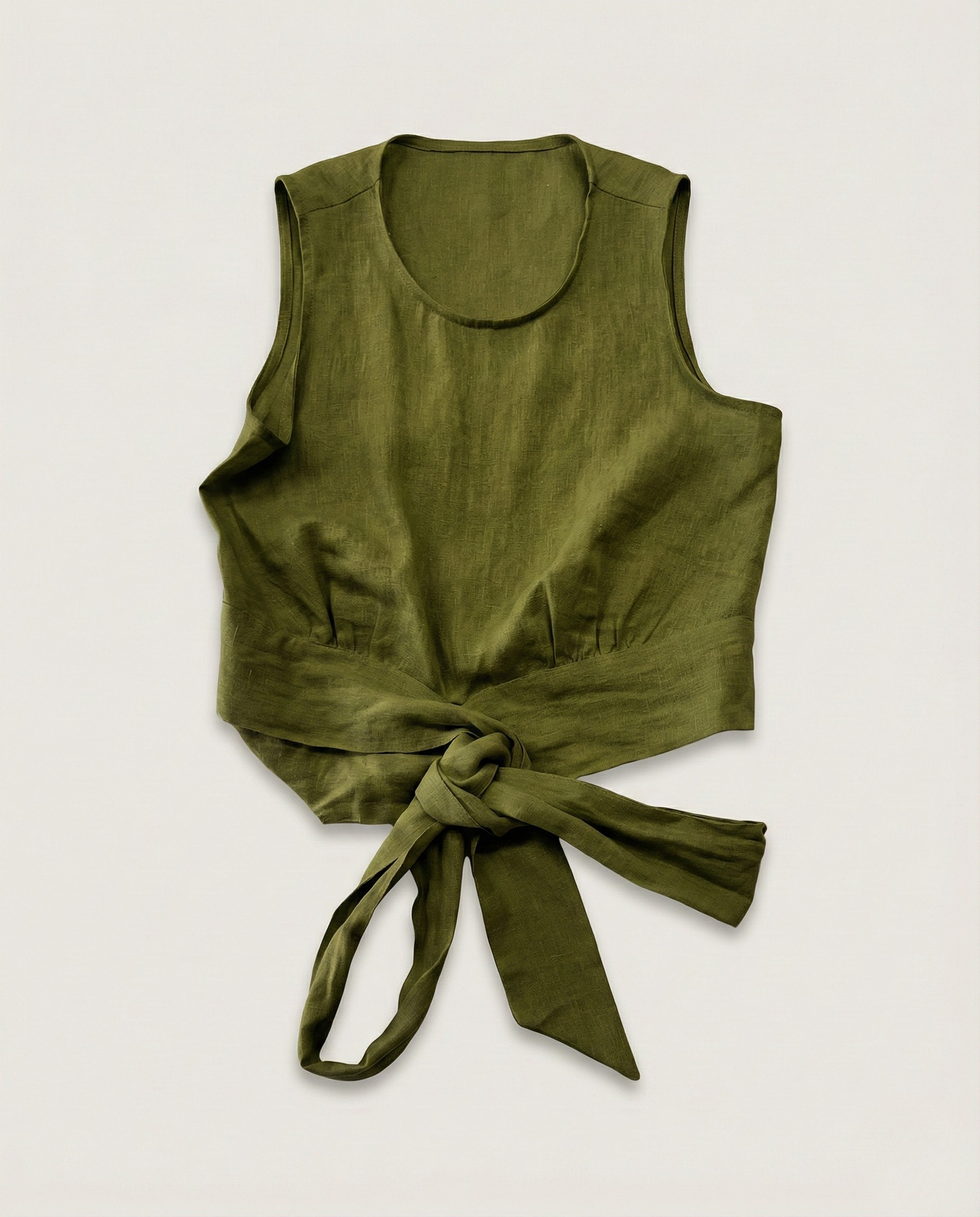 Linen Wrap Blouse with Tie Belt