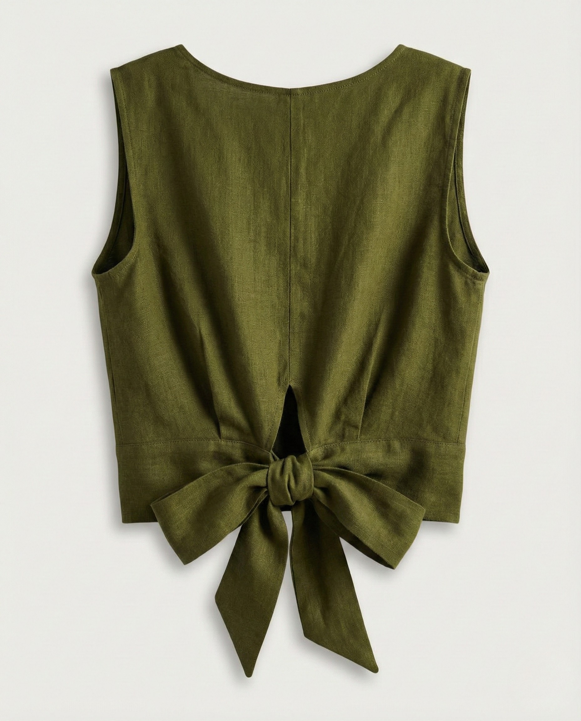 Linen Wrap Blouse with Tie Belt