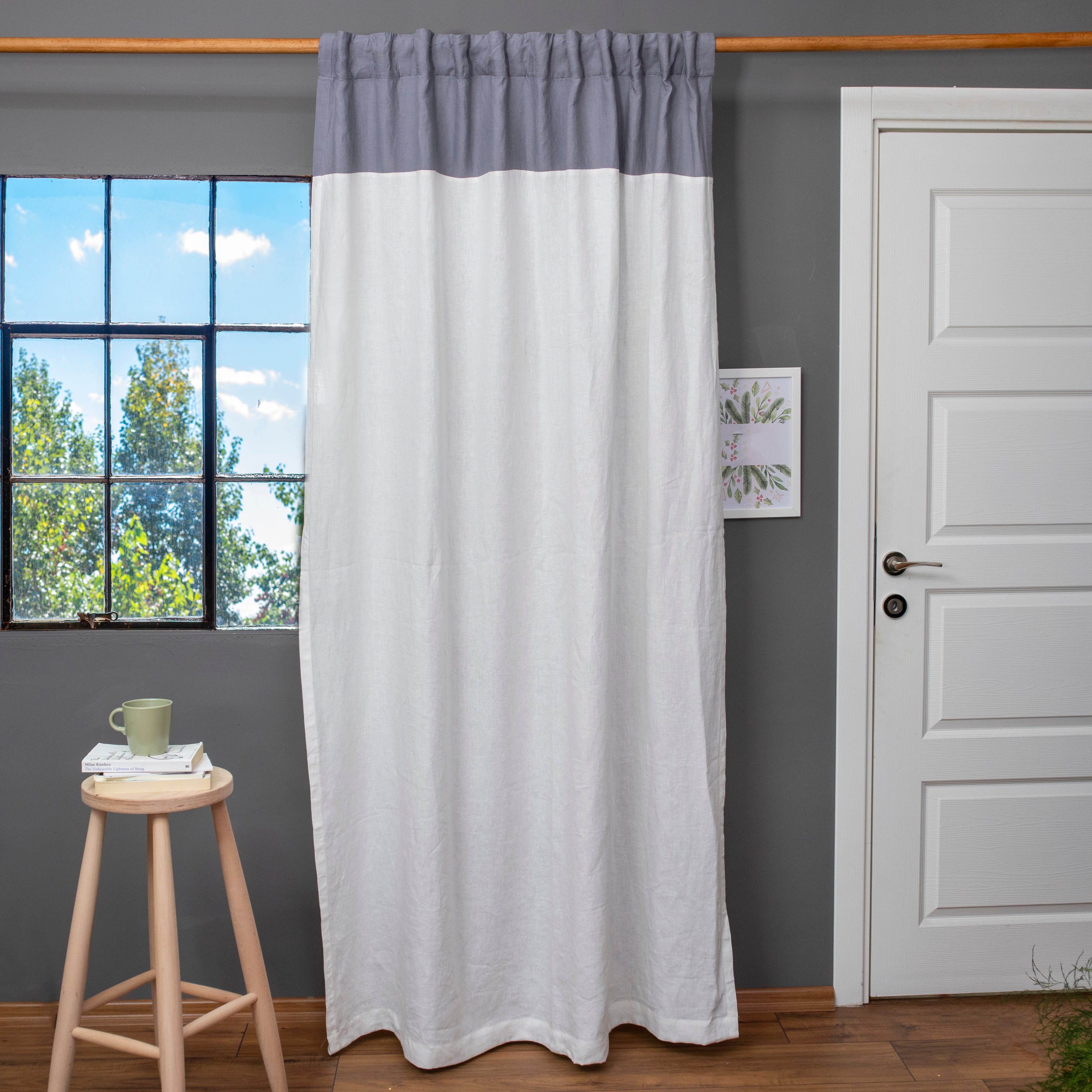 100% LINEN SHOWER Curtain 41 Color Option Natural European Linen Curtain for shower Ship From USA