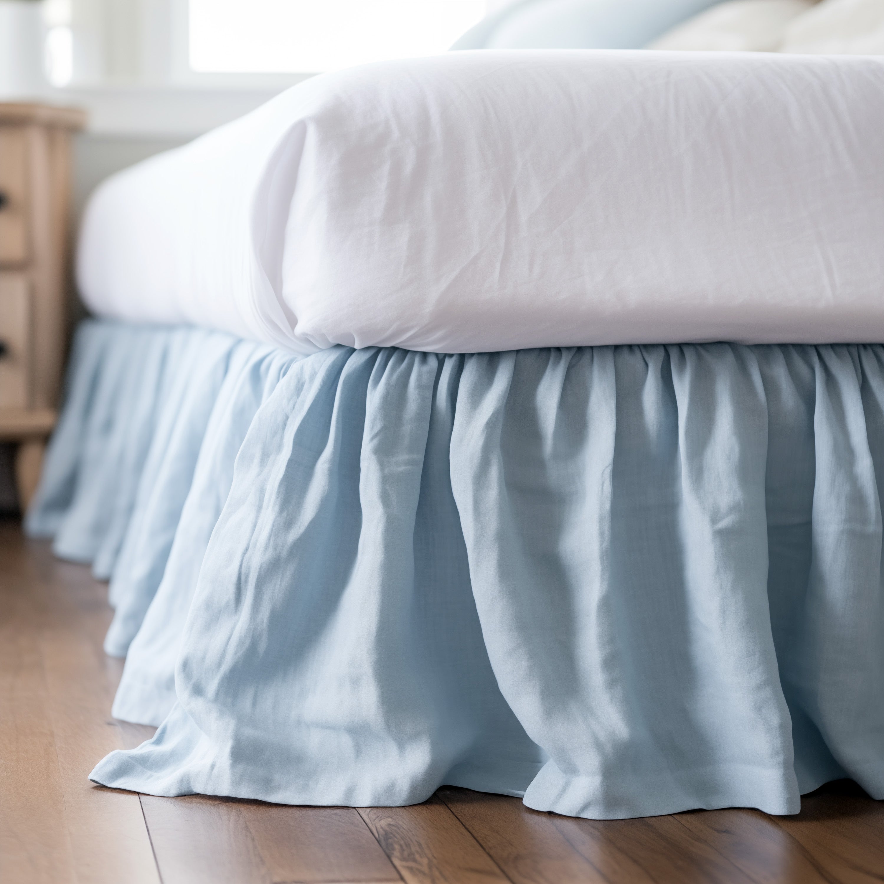 Linen Bed Skirt with Skirt Ruffled