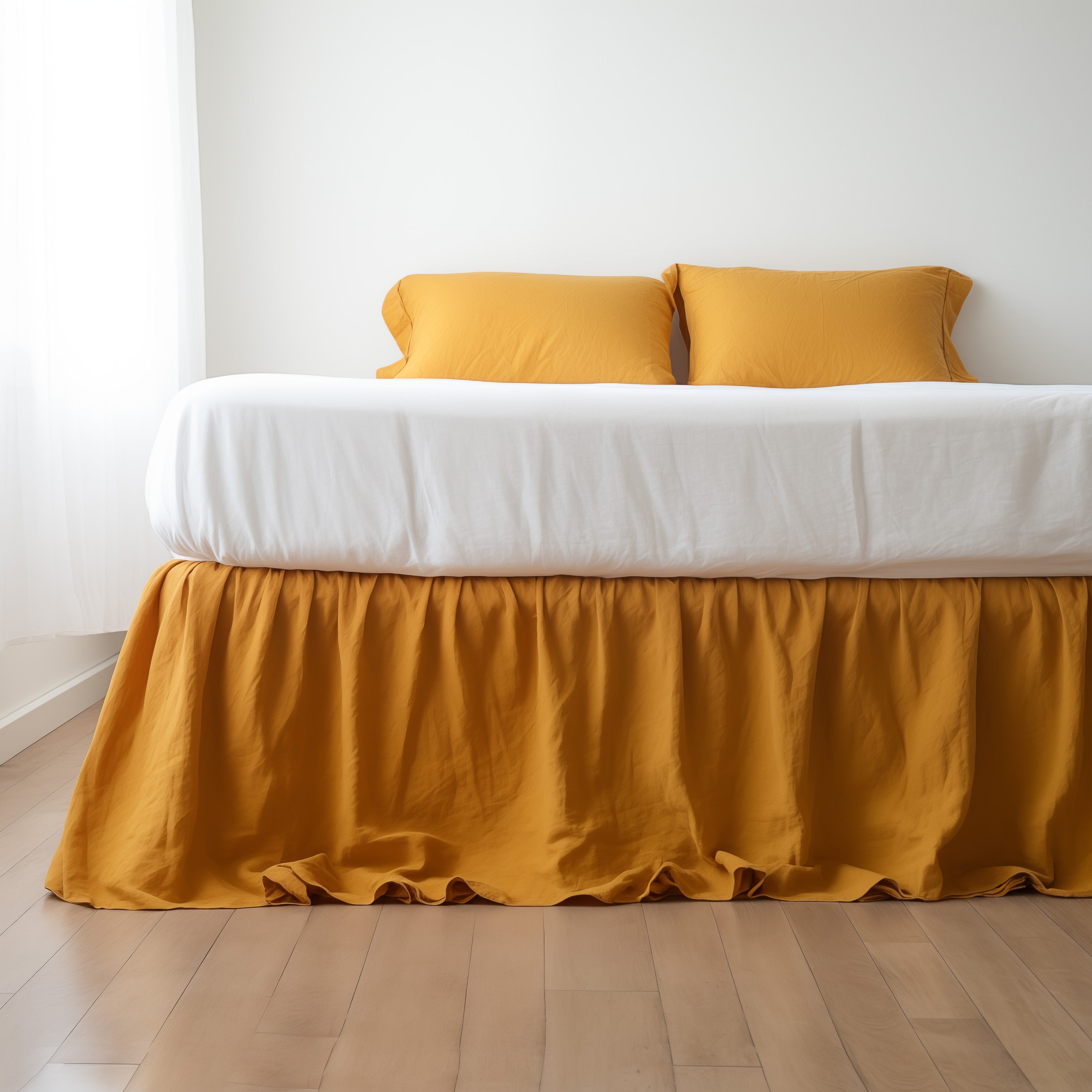 Linen Bed Skirt with Skirt Ruffled