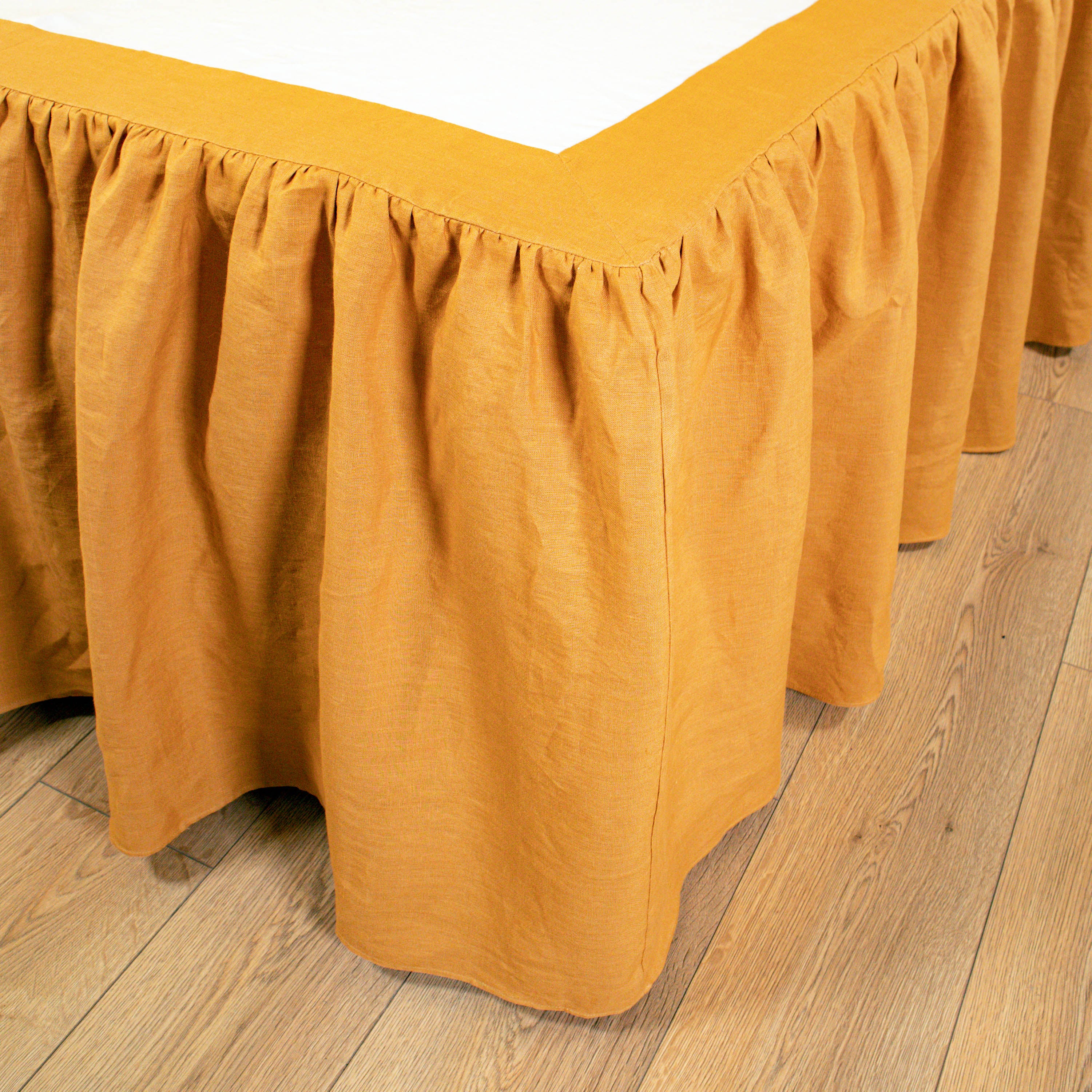 Linen Bed Skirt with Skirt Ruffled