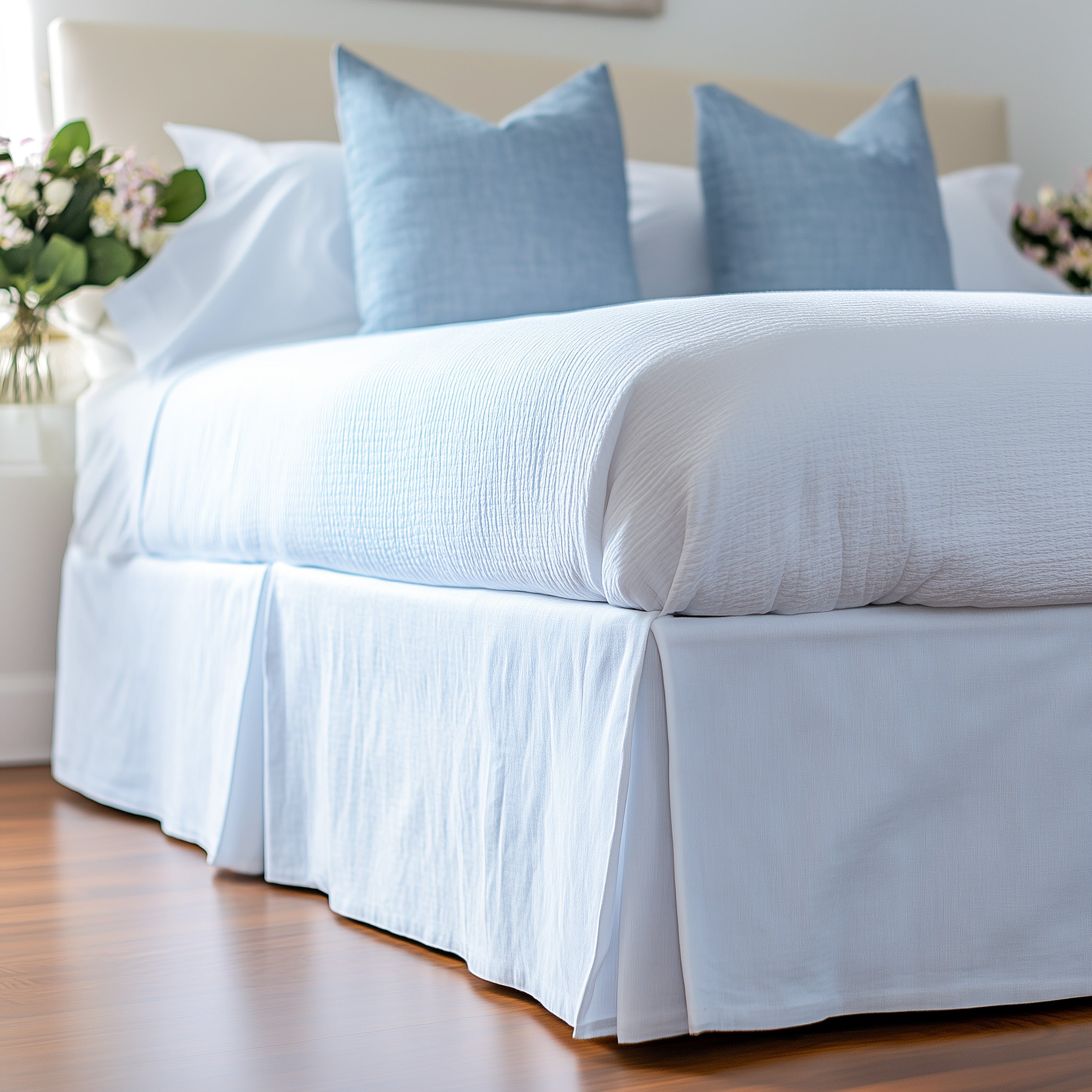 Linen Bed Skirt with Kick Pleats