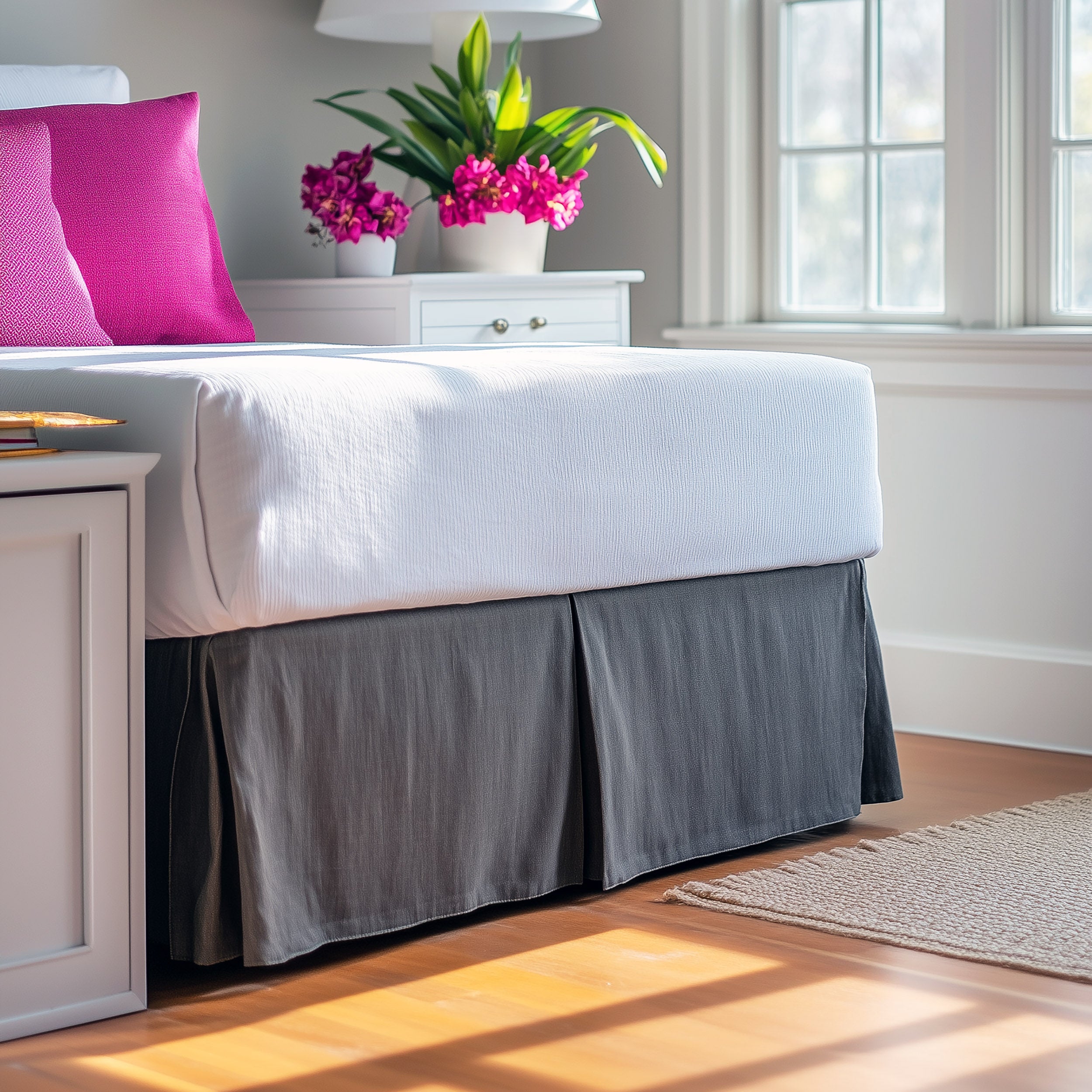 Linen Bed Skirt with Kick Pleats