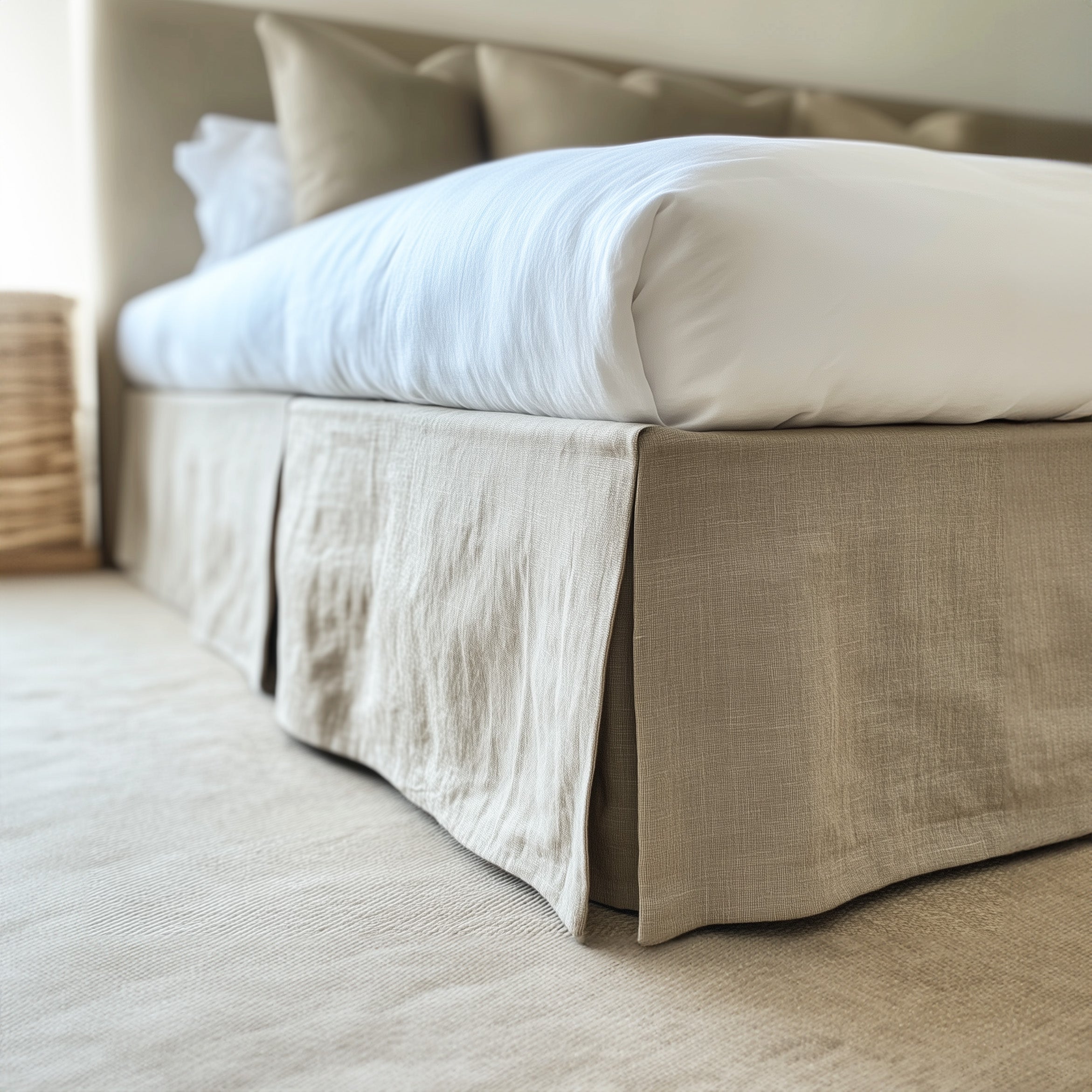 Linen Bed Skirt with Kick Pleats