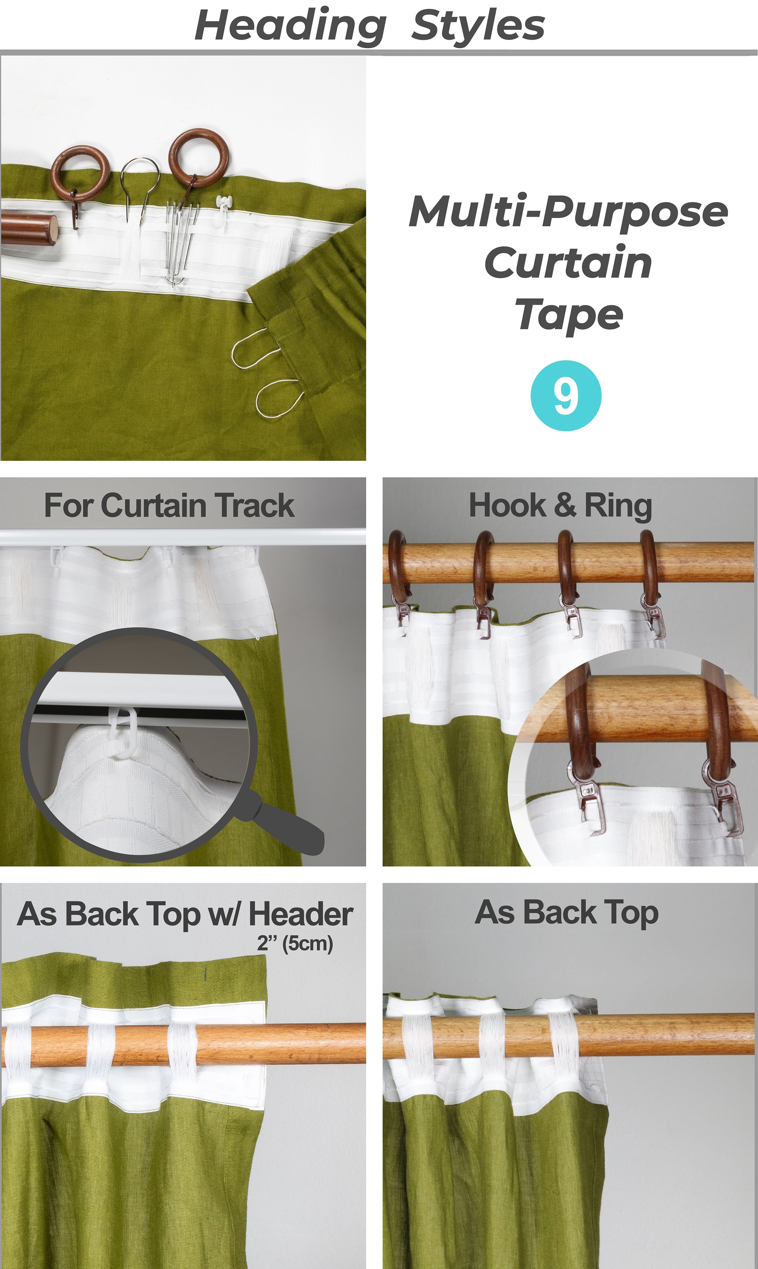 Linen Curtain with Multi Purpose Tape