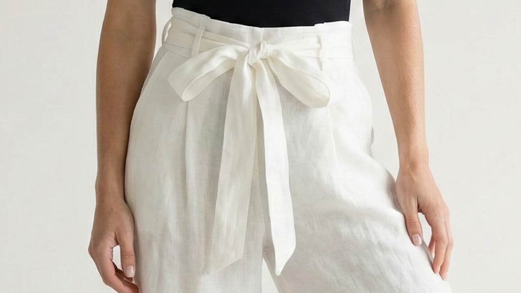 Wide-Leg Linen Pants with Belt