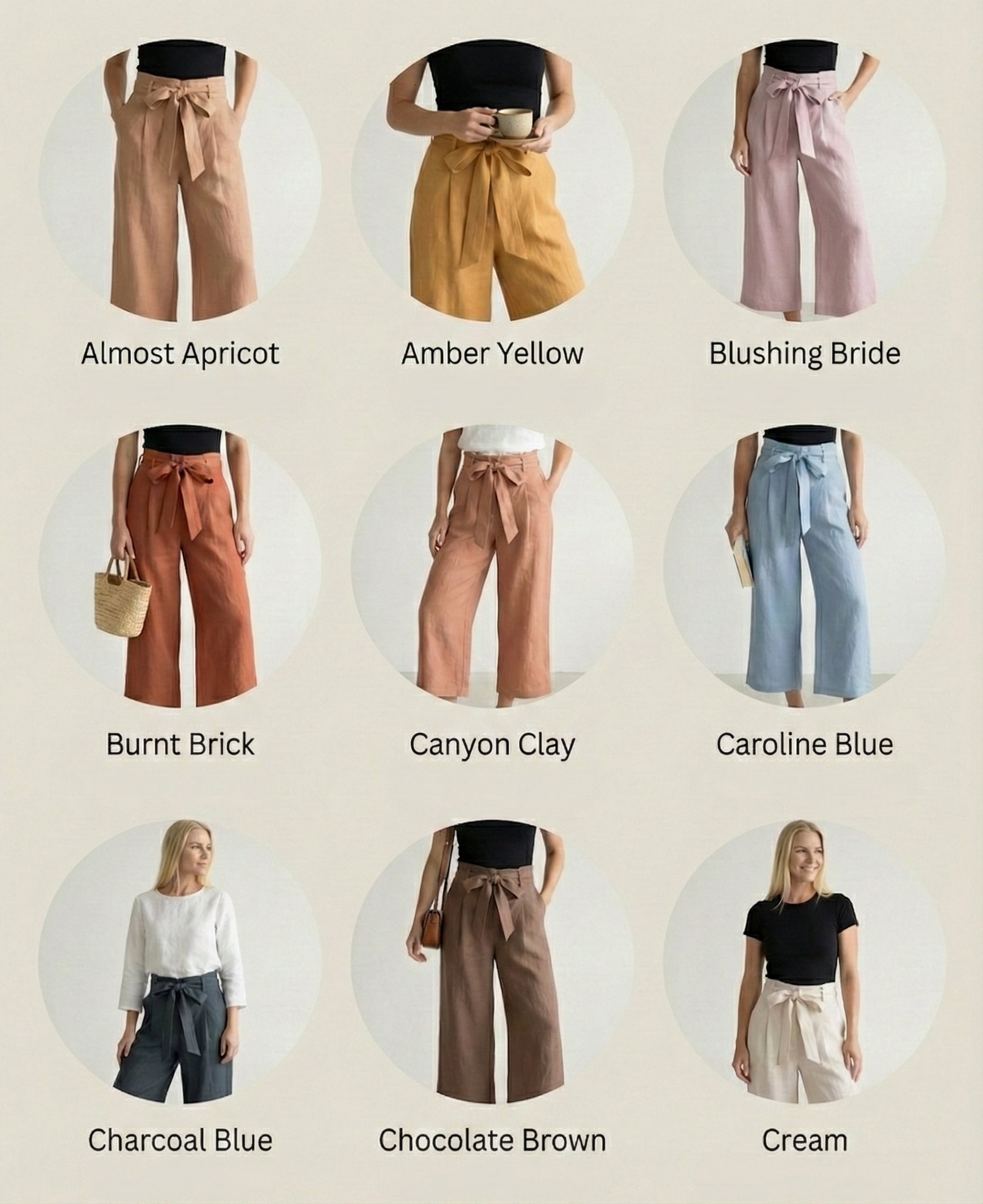 Wide-Leg Linen Pants with Belt