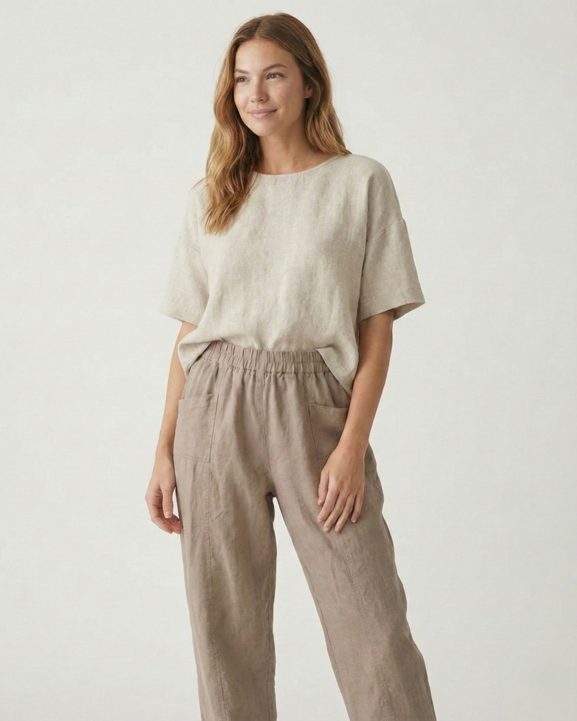 High-Waisted Relaxed Linen Pants with Pockets