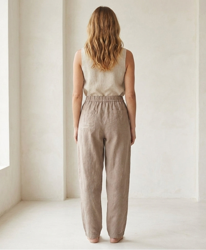 High-Waisted Relaxed Linen Pants with Pockets