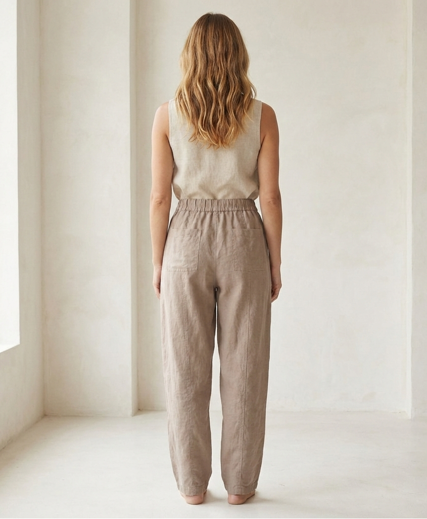 High-Waisted Relaxed Linen Pants with Pockets