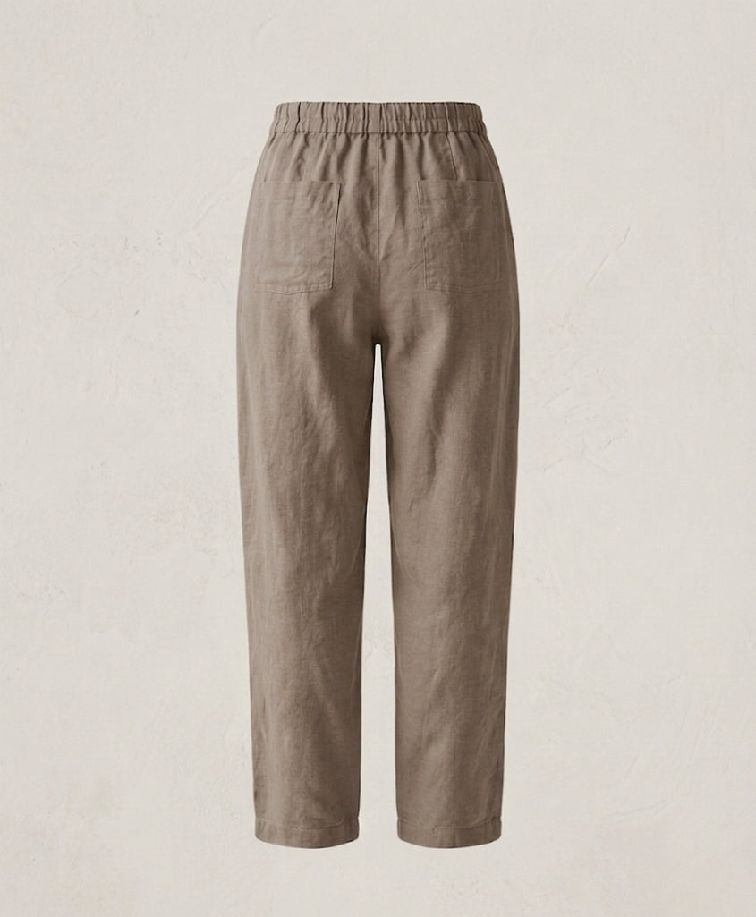 High-Waisted Relaxed Linen Pants with Pockets