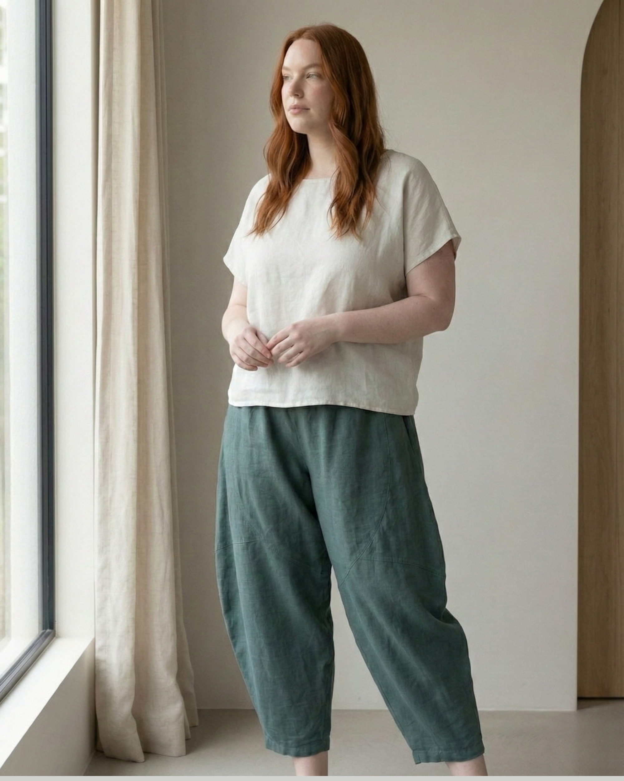 High-Waisted Relaxed Linen Pants with Pockets