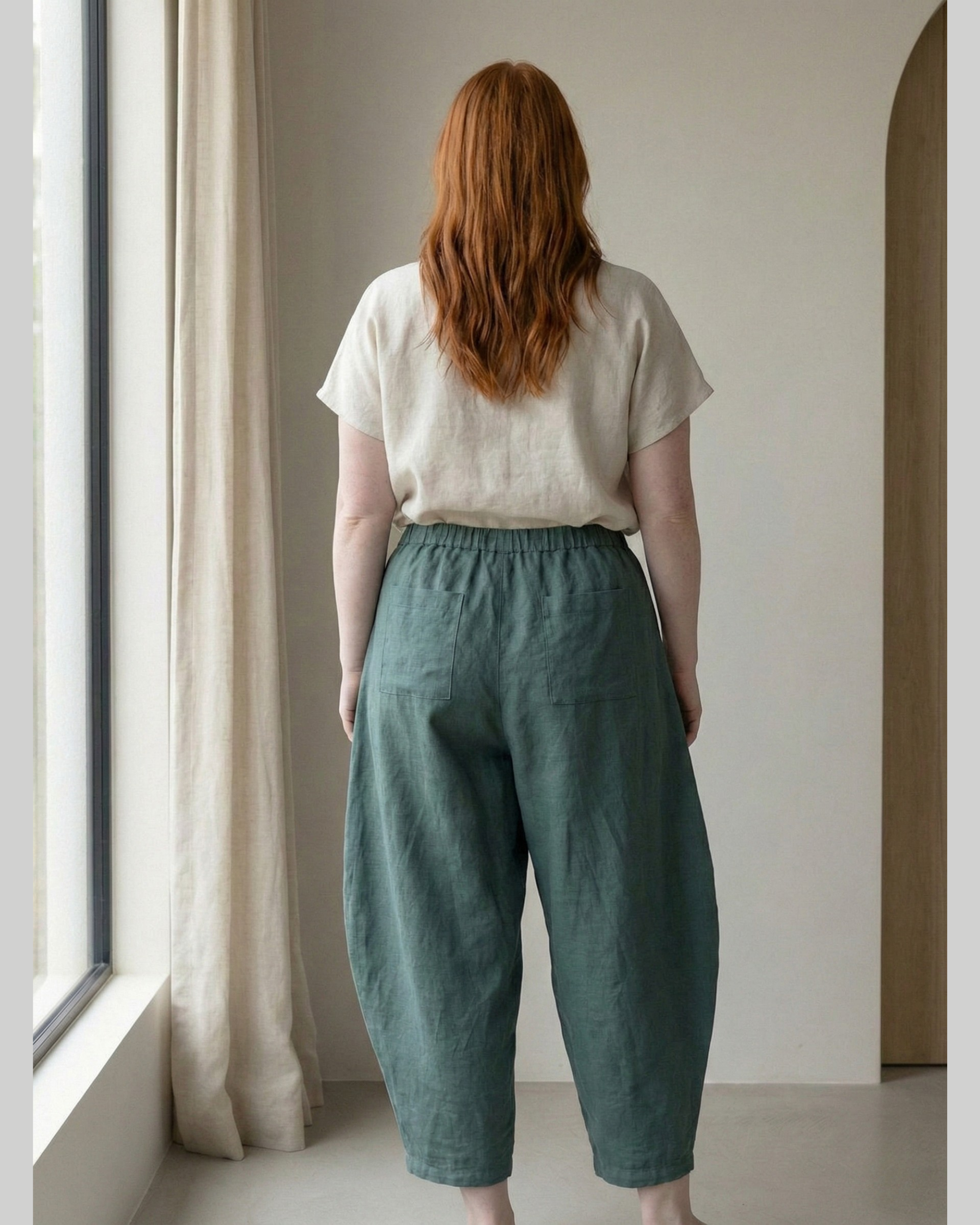 High-Waisted Relaxed Linen Pants with Pockets
