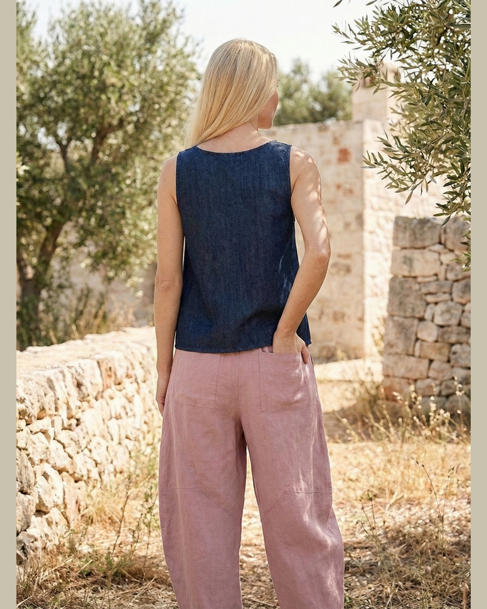 High-Waisted Relaxed Linen Pants with Pockets
