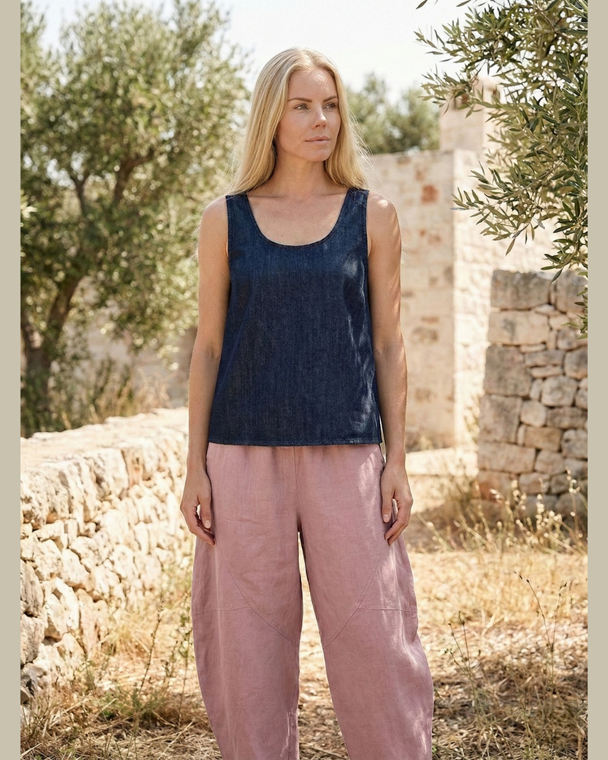 High-Waisted Relaxed Linen Pants with Pockets