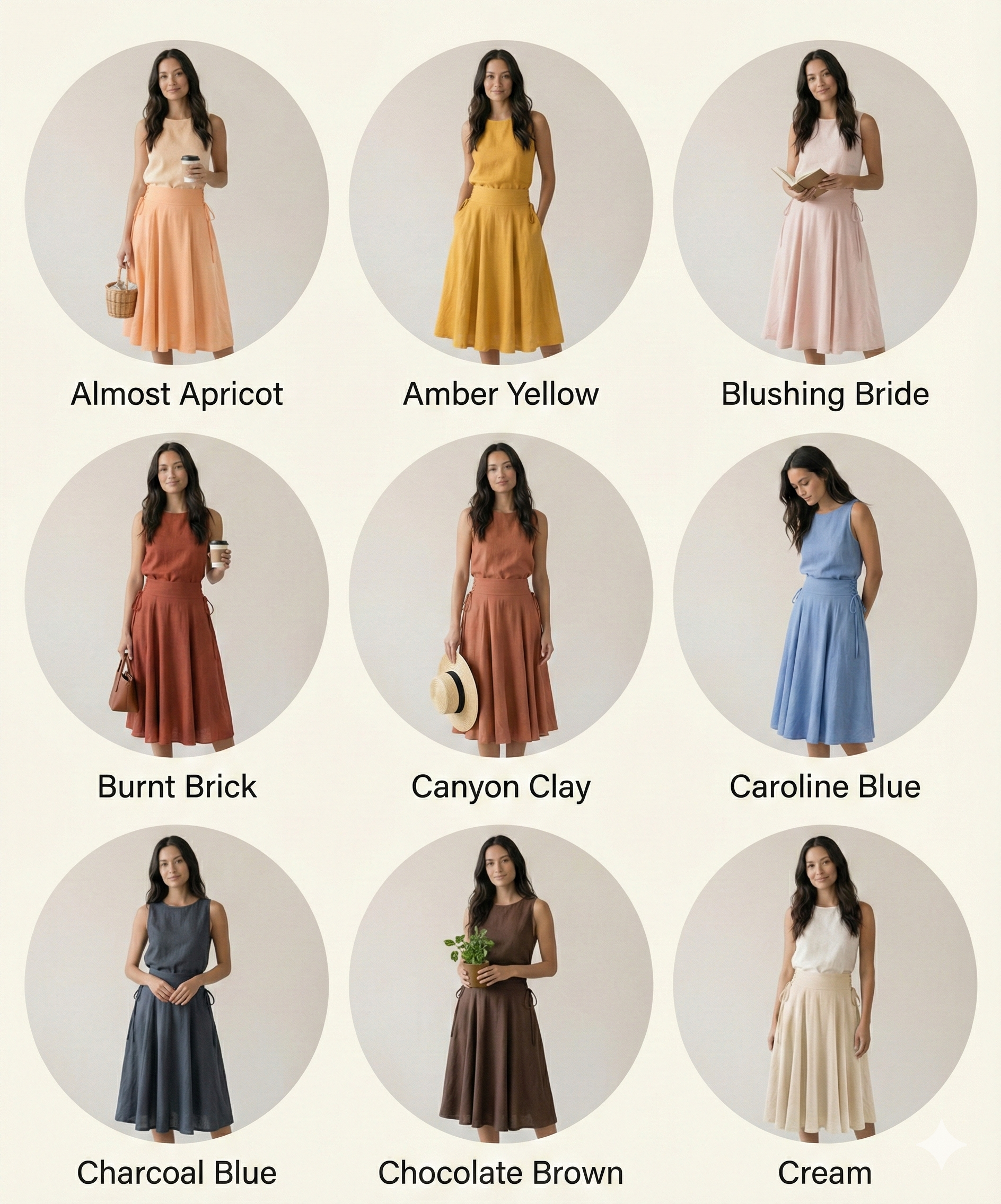 Side Lace-Up Linen Midi Skirt