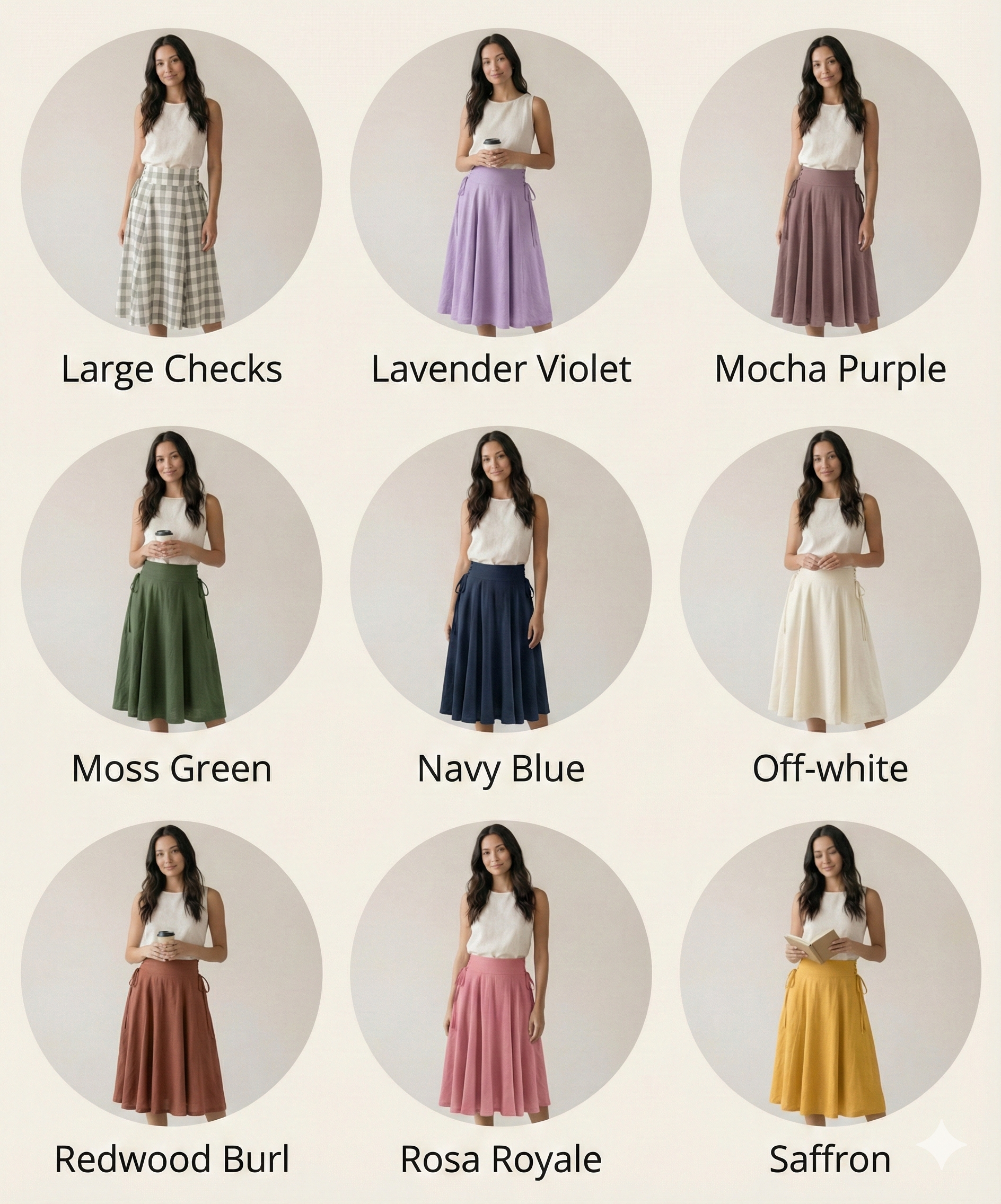 Side Lace-Up Linen Midi Skirt