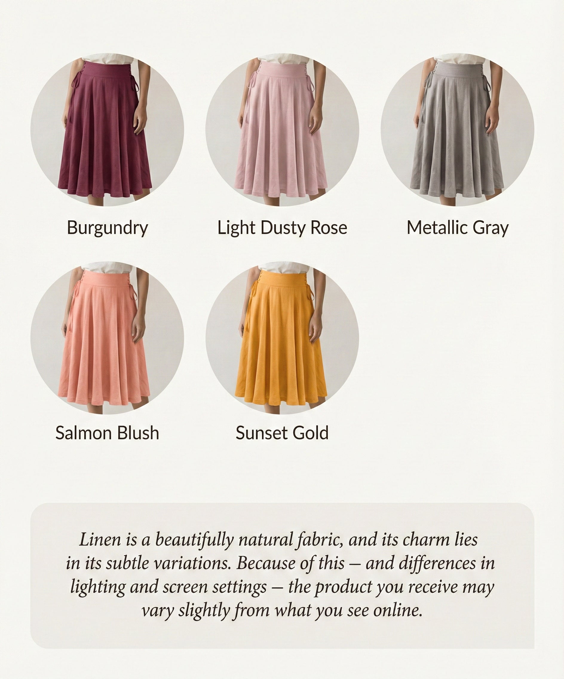 Side Lace-Up Linen Midi Skirt