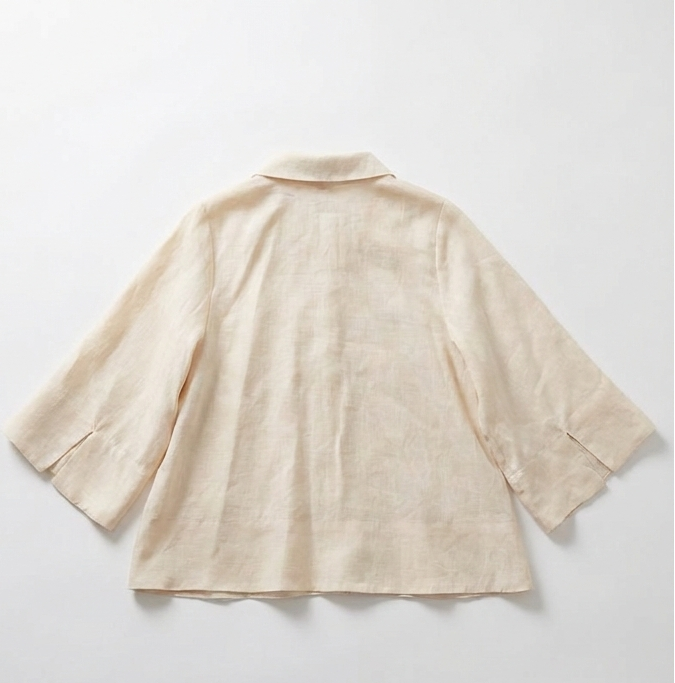 Linen Blouse with Batwing Sleeves