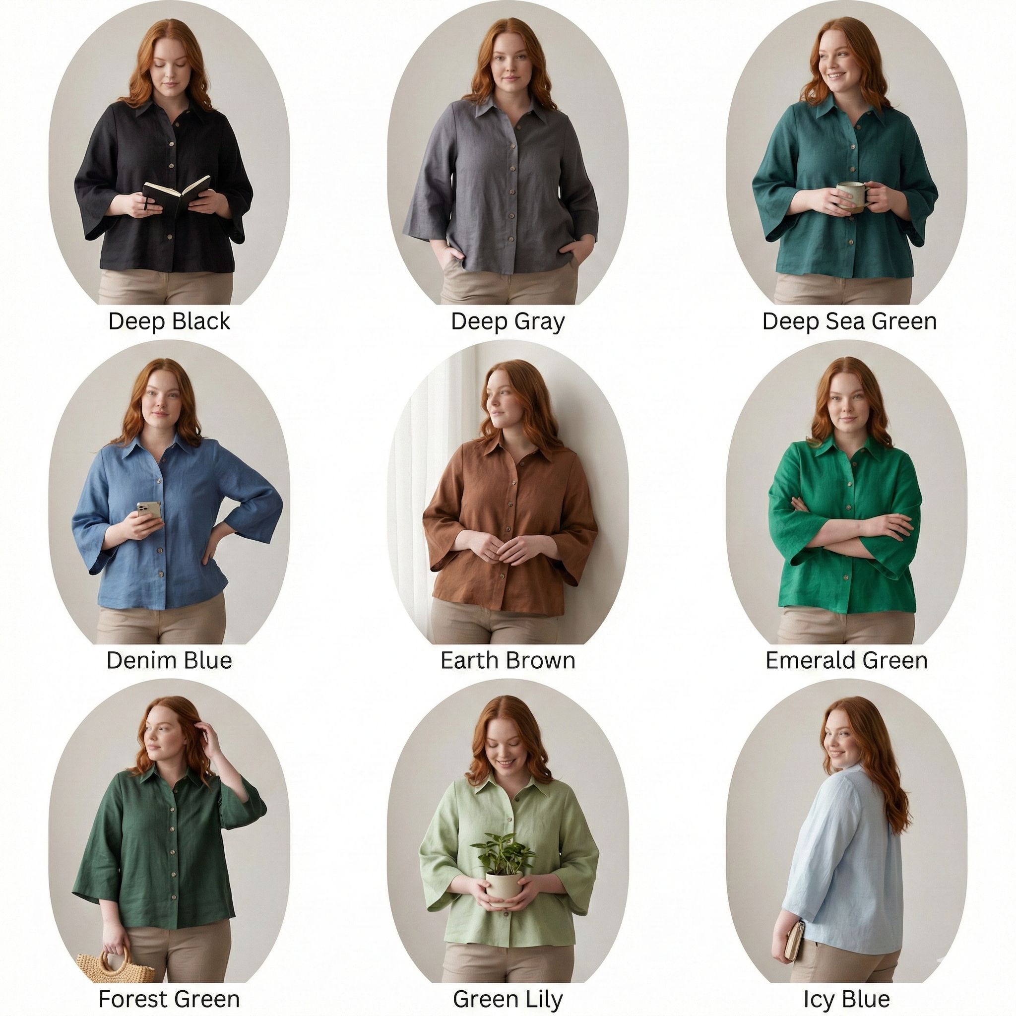 Linen Blouse with Batwing Sleeves