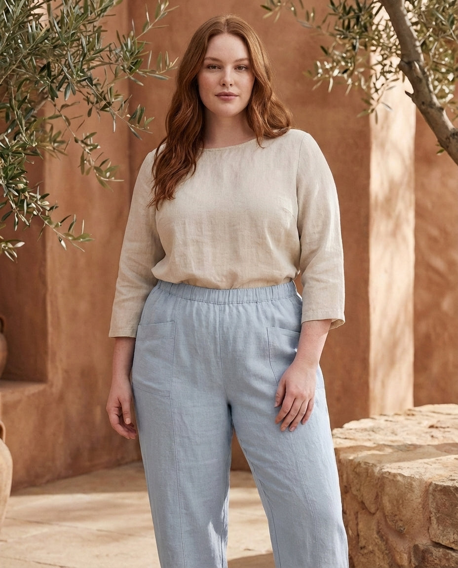 High-Waisted Relaxed Linen Pants with Pockets
