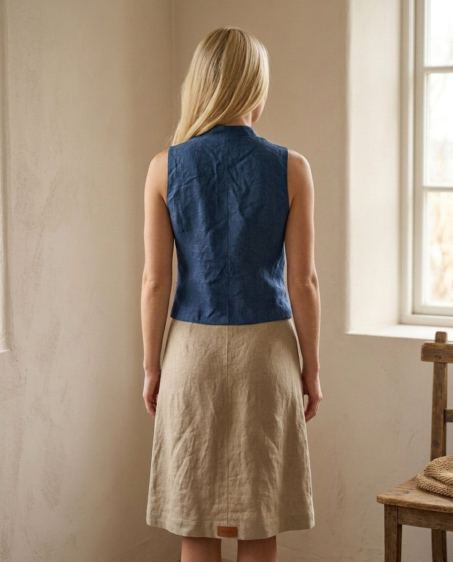 Women's Linen Button-Up Vest