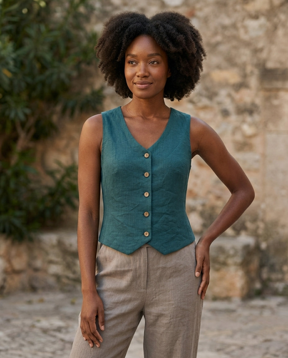 Women's Tailored Button-Up Vest