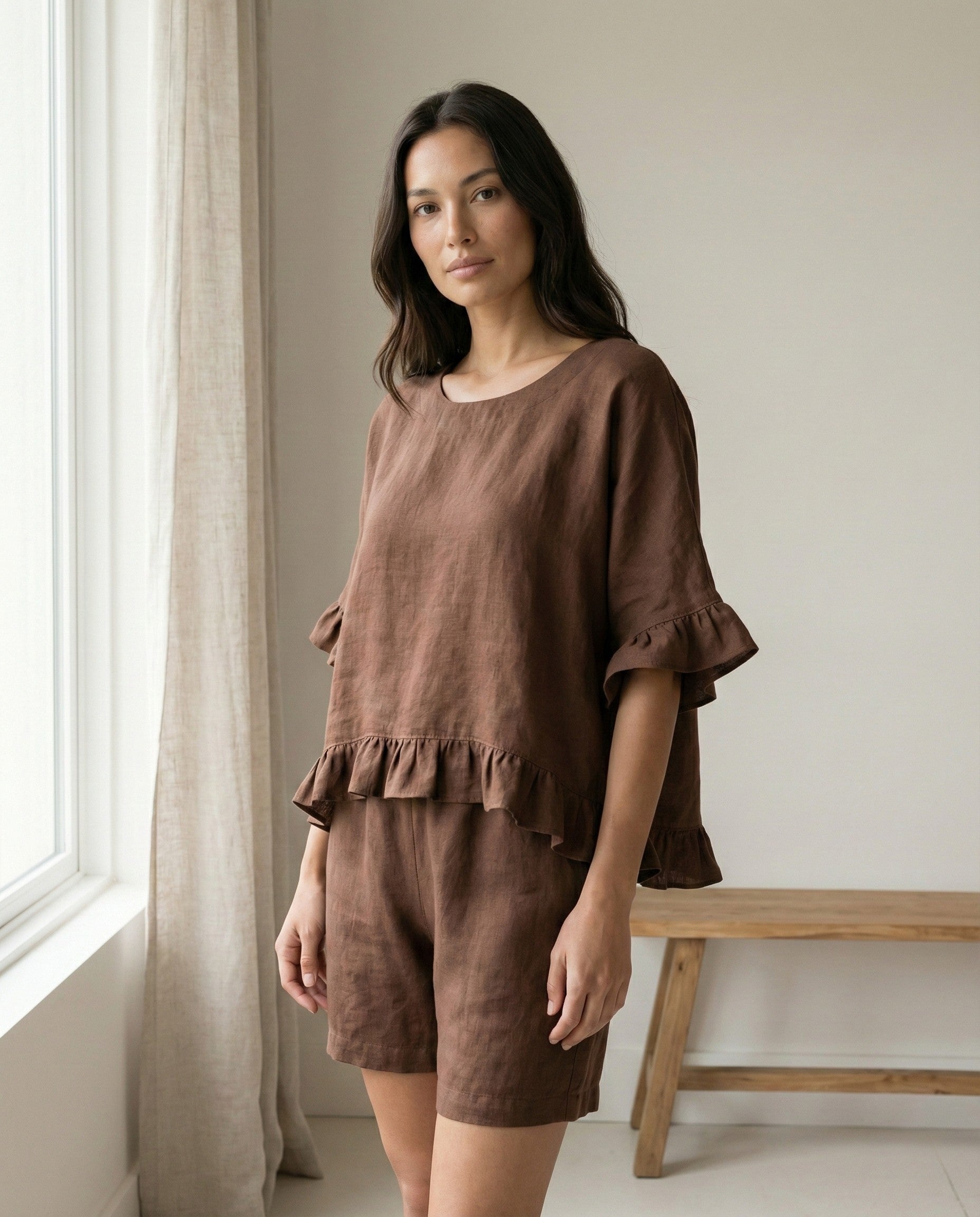 Ruffled Linen Blouse