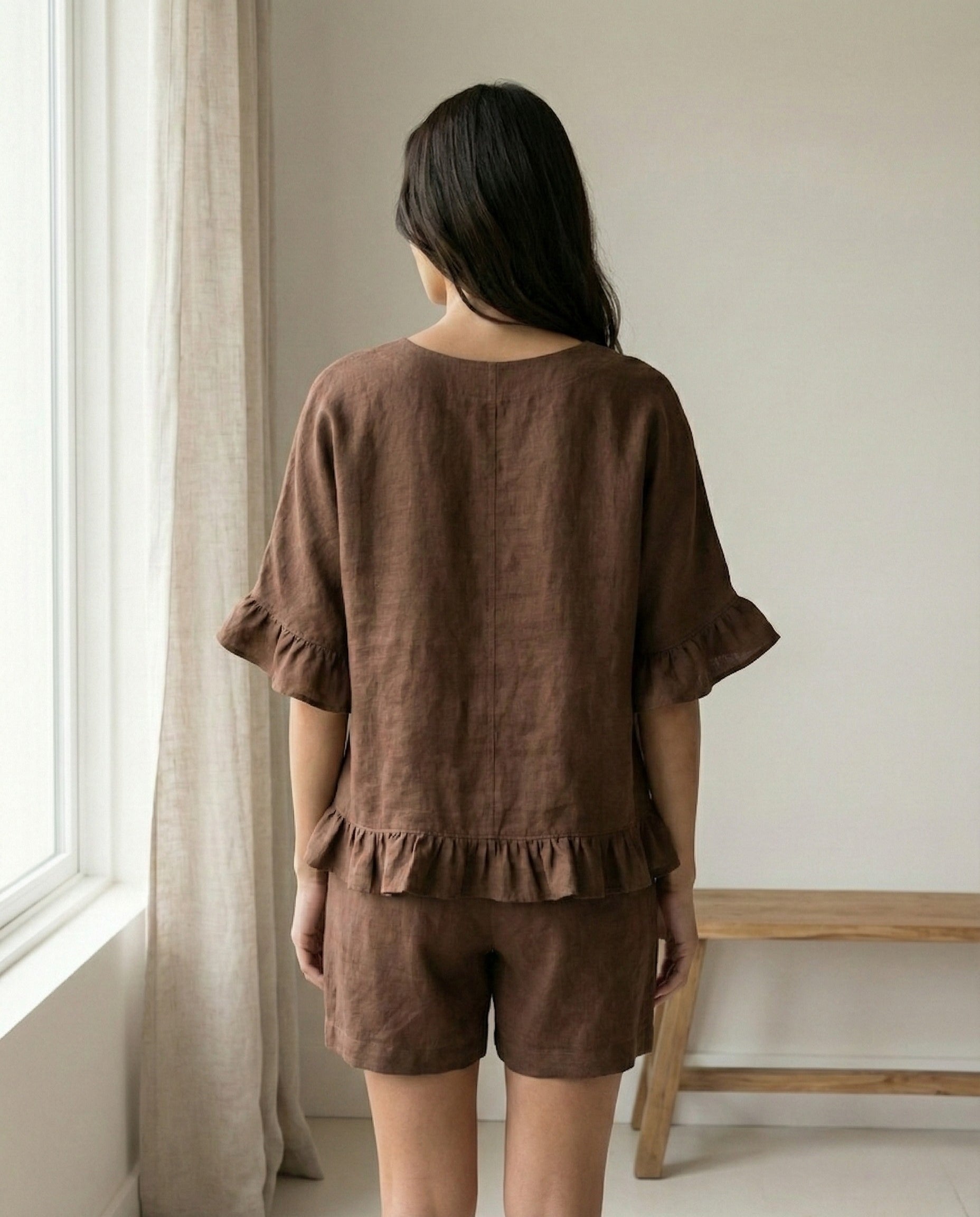 Ruffled Linen Blouse