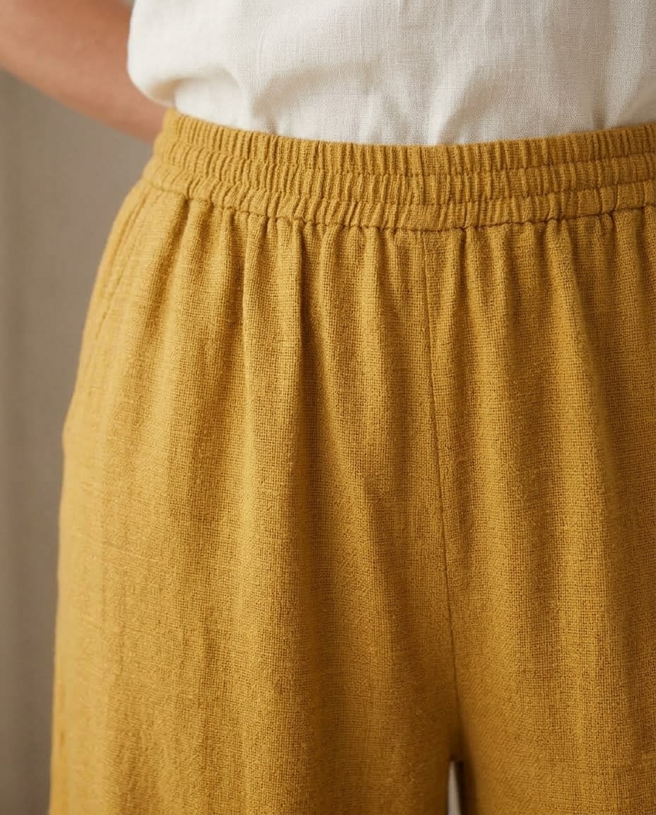 Ruffled Wide-Leg Linen Culottes