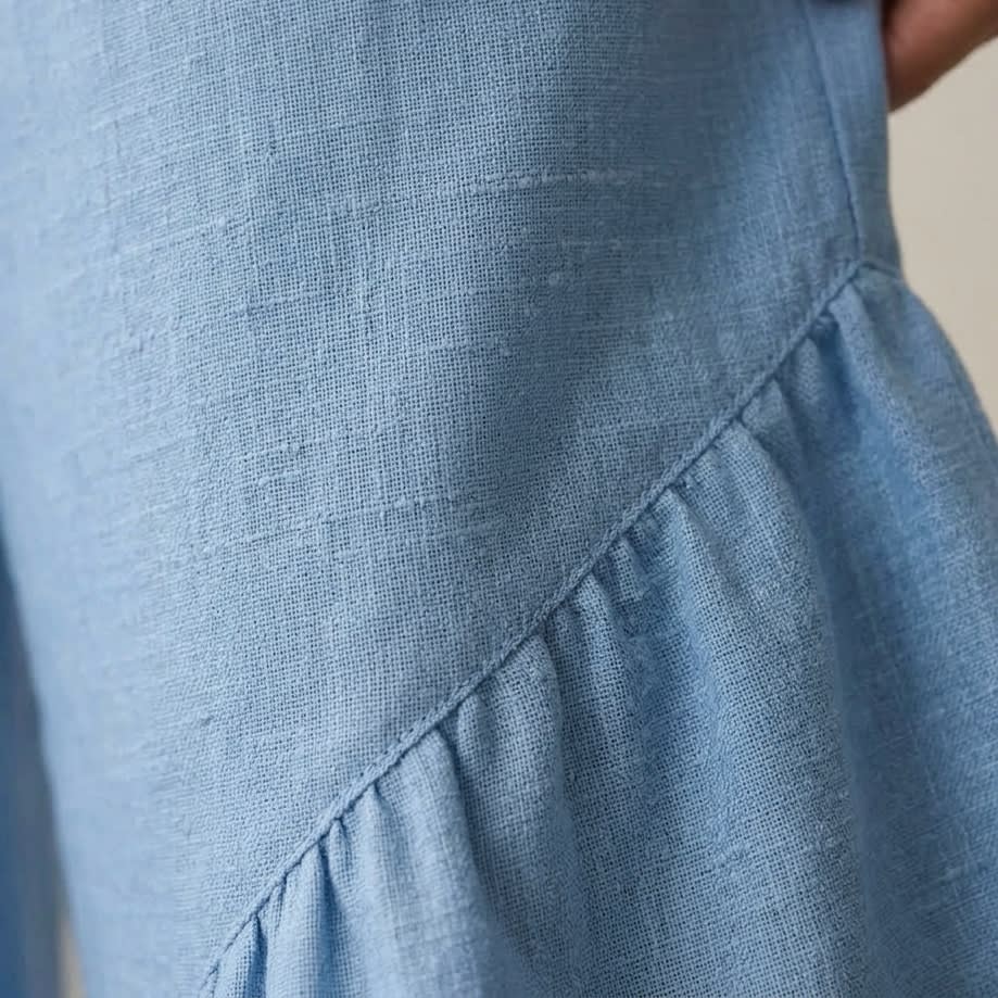 Ruffled Wide-Leg Linen Culottes