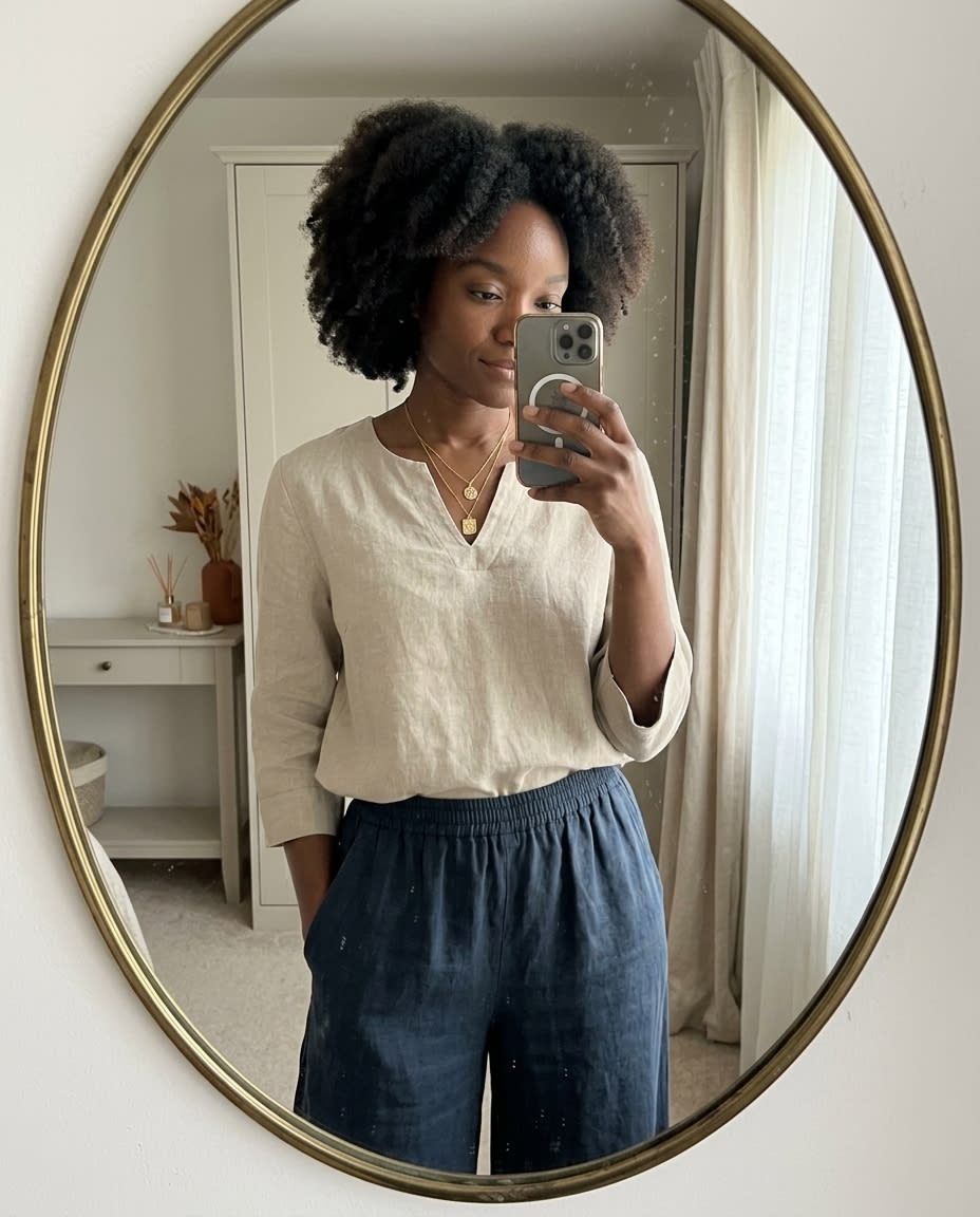 Ruffled Wide-Leg Linen Culottes