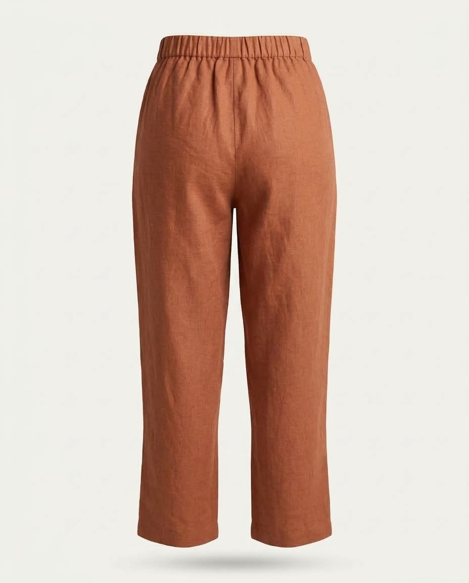 Pleated High-Waist Linen Trousers