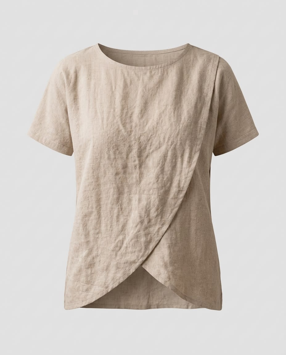 Petal-Hem Linen Tee Blouse