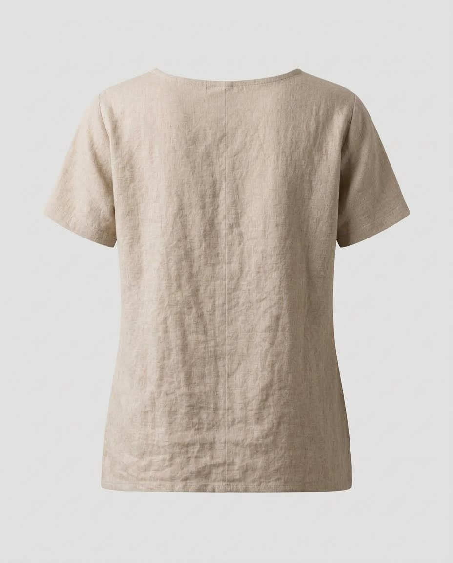 Petal-Hem Linen Tee Blouse