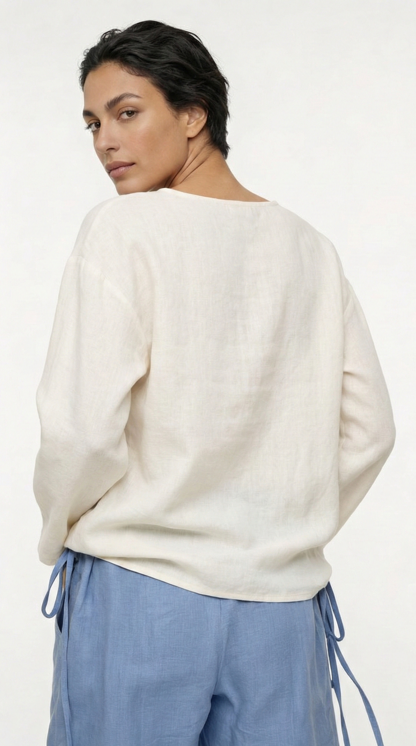 Linen Pants with Side Tie Detail