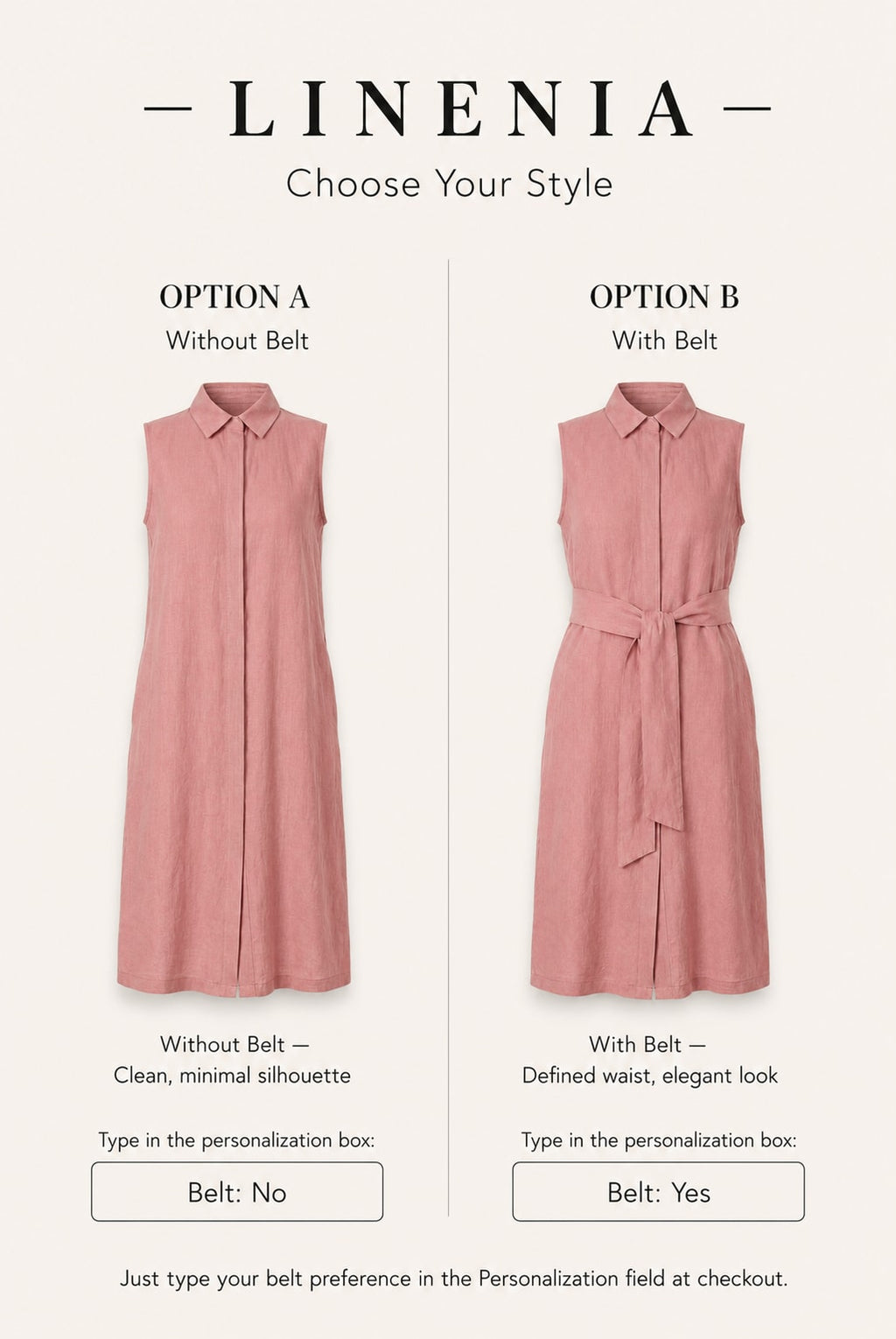 Sleeveless Collared Linen Shirt Dress