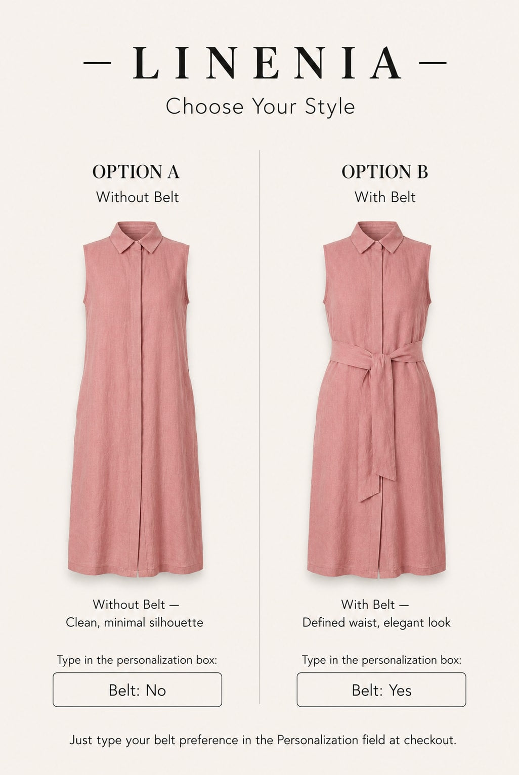 Sleeveless Collared Linen Shirt Dress