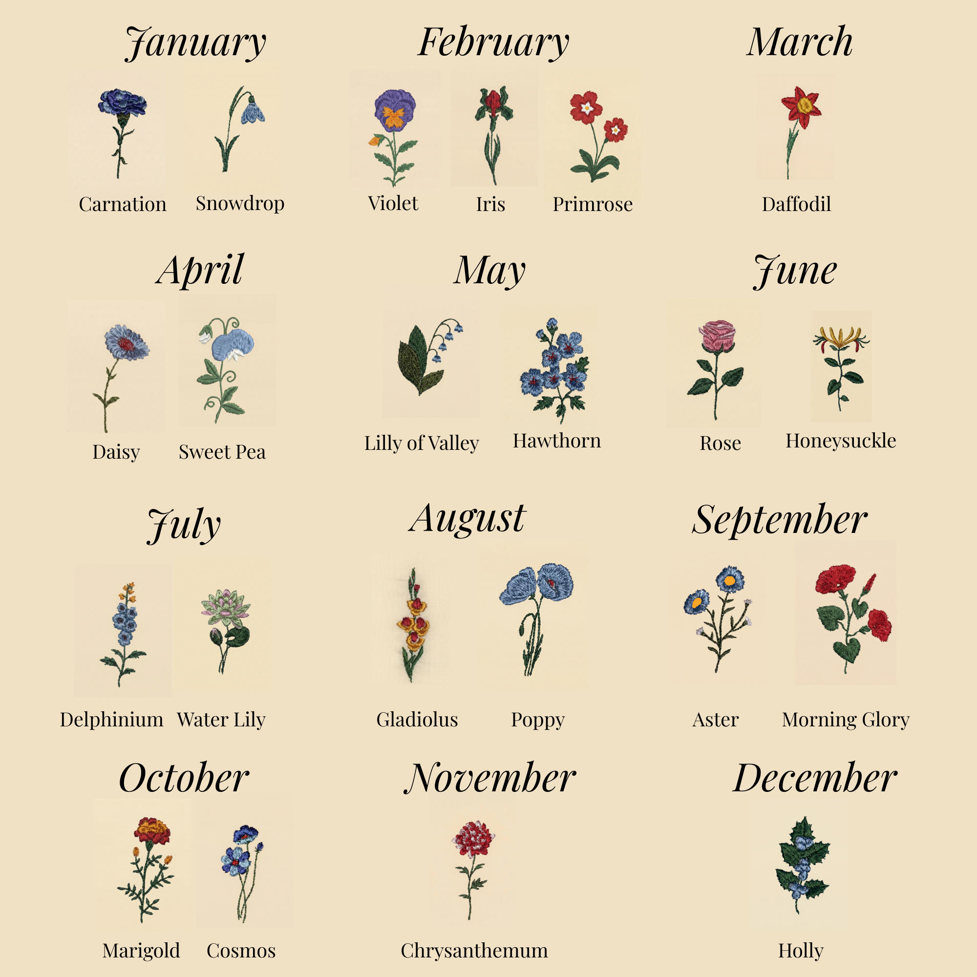 Birth Flower Christmas Stockings