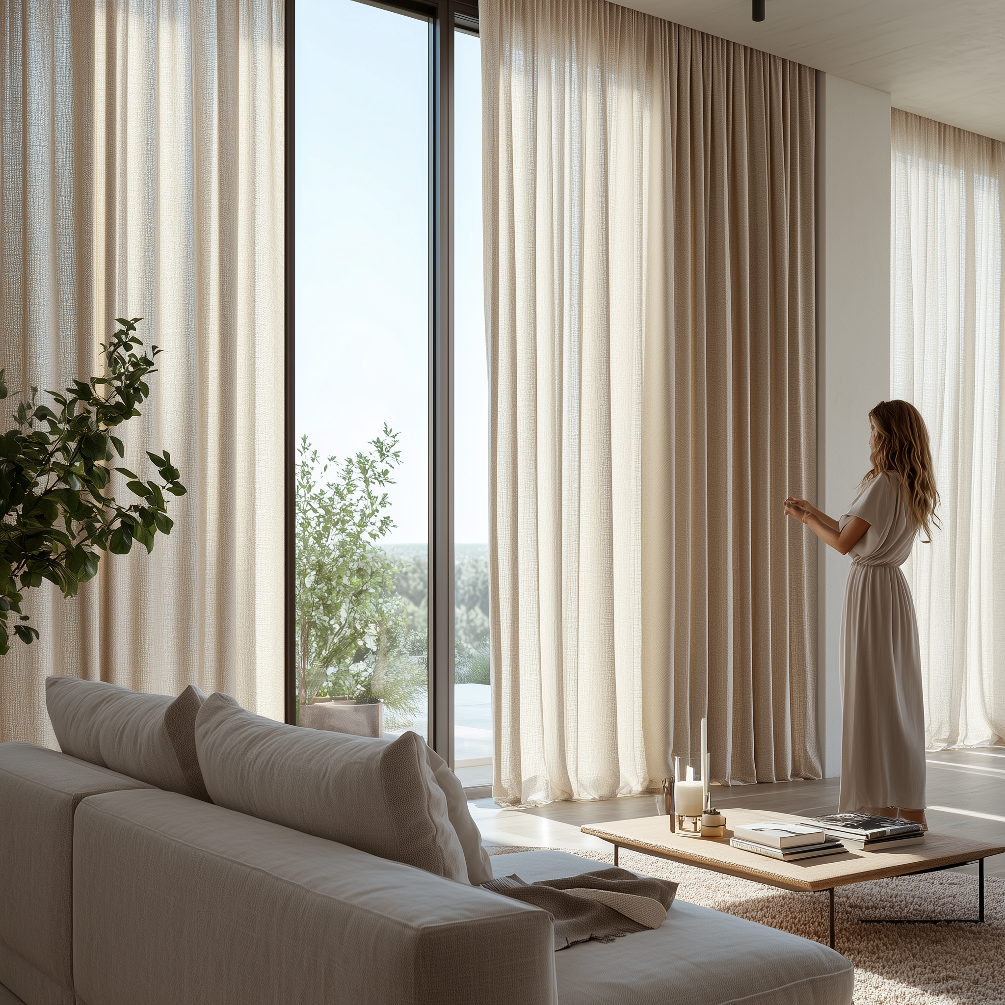 Linen Curtain with Tie Top
