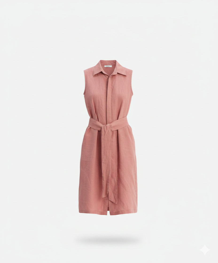Hidden Button Linen Summer Dress