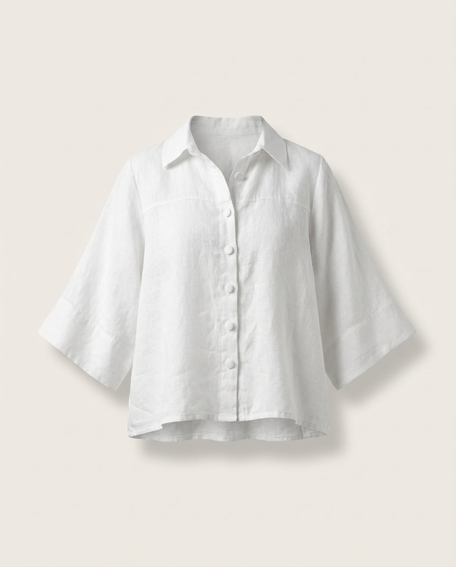 Wide-Sleeve Linen Shirt