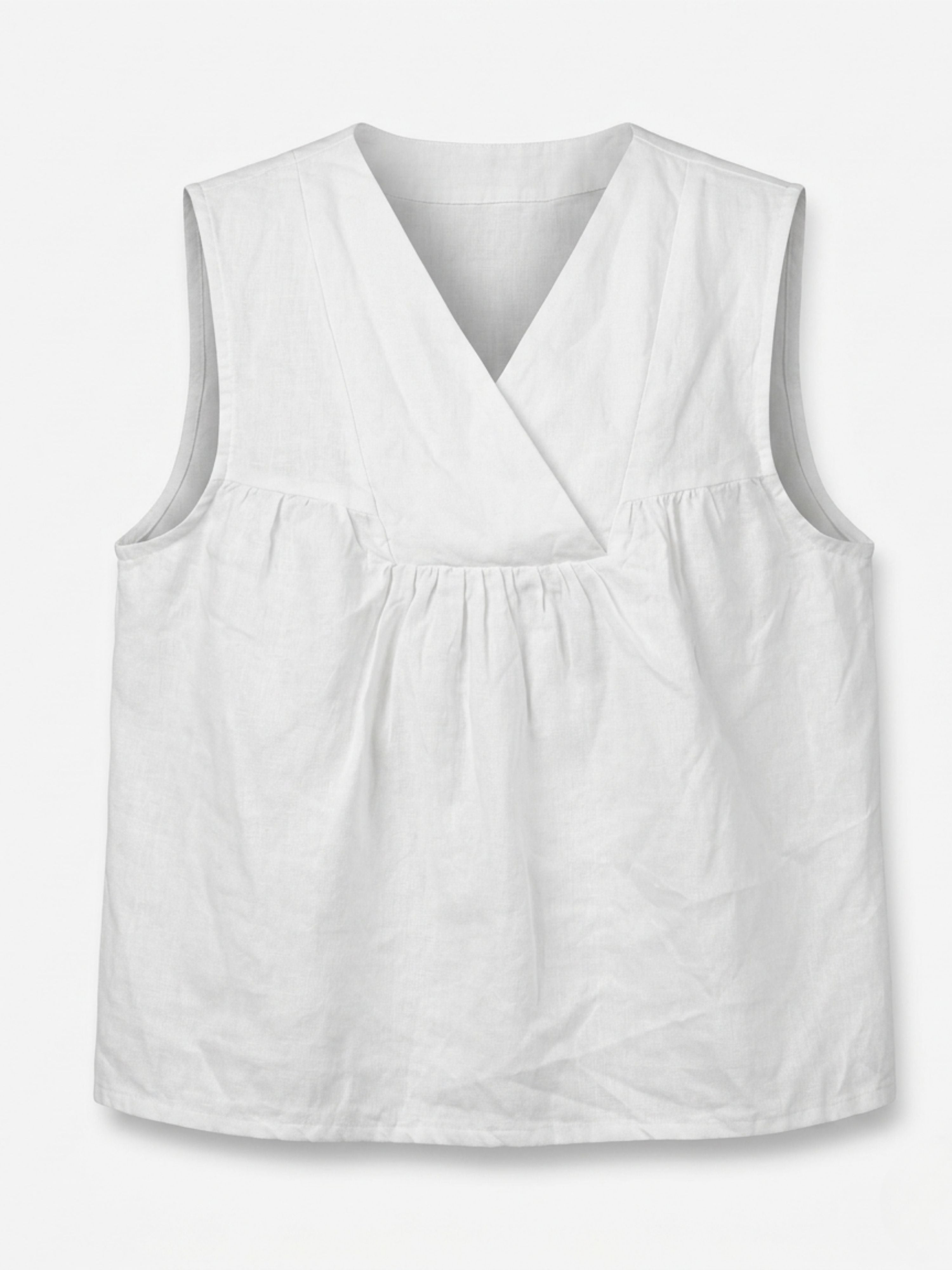 Gathered Linen Wrap Top