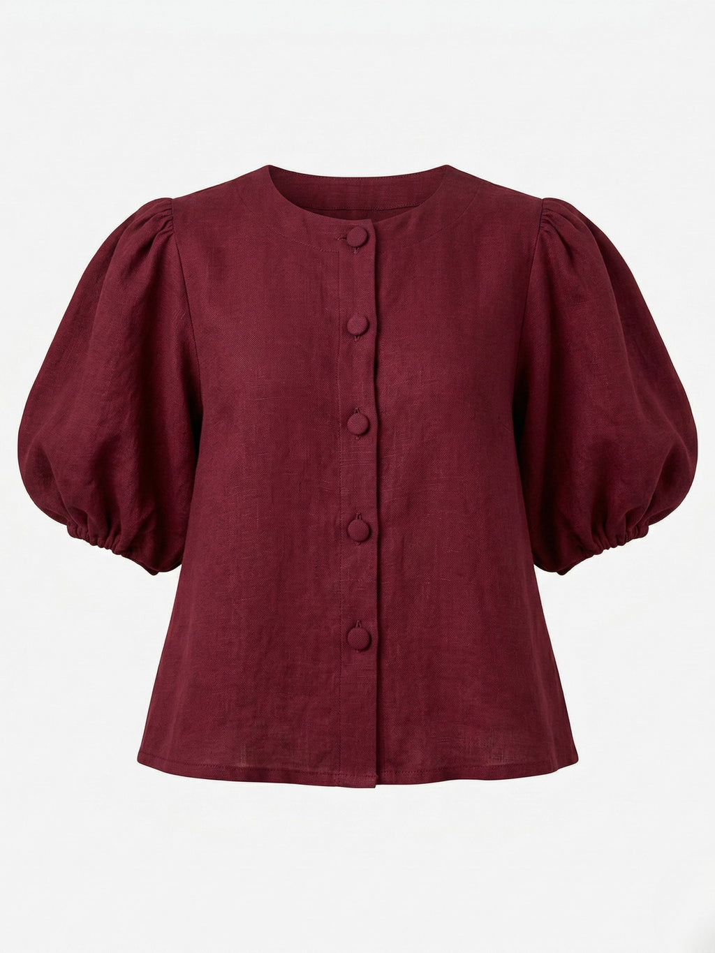 Puff Sleeve Linen Blouse