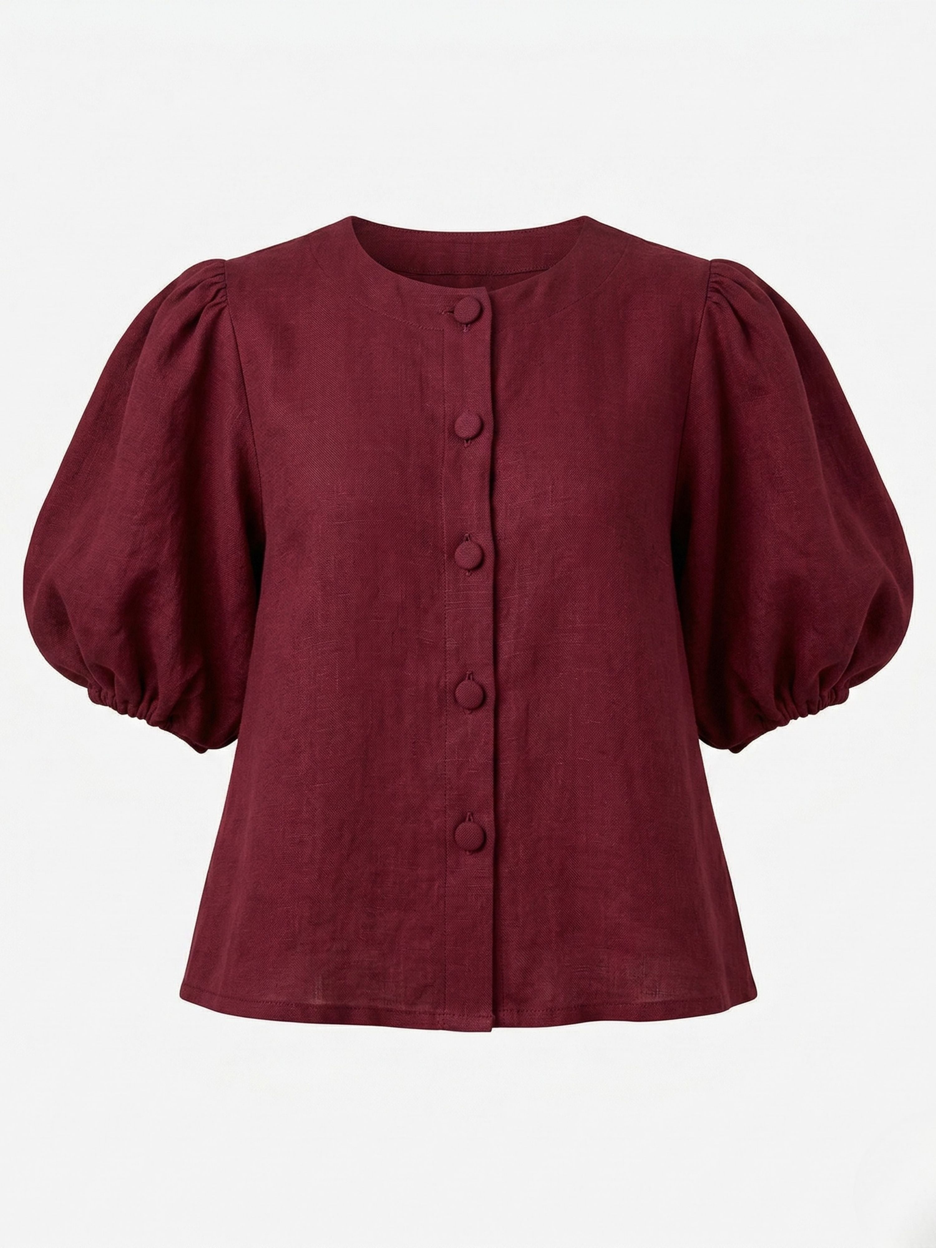 Puff Sleeve Linen Blouse