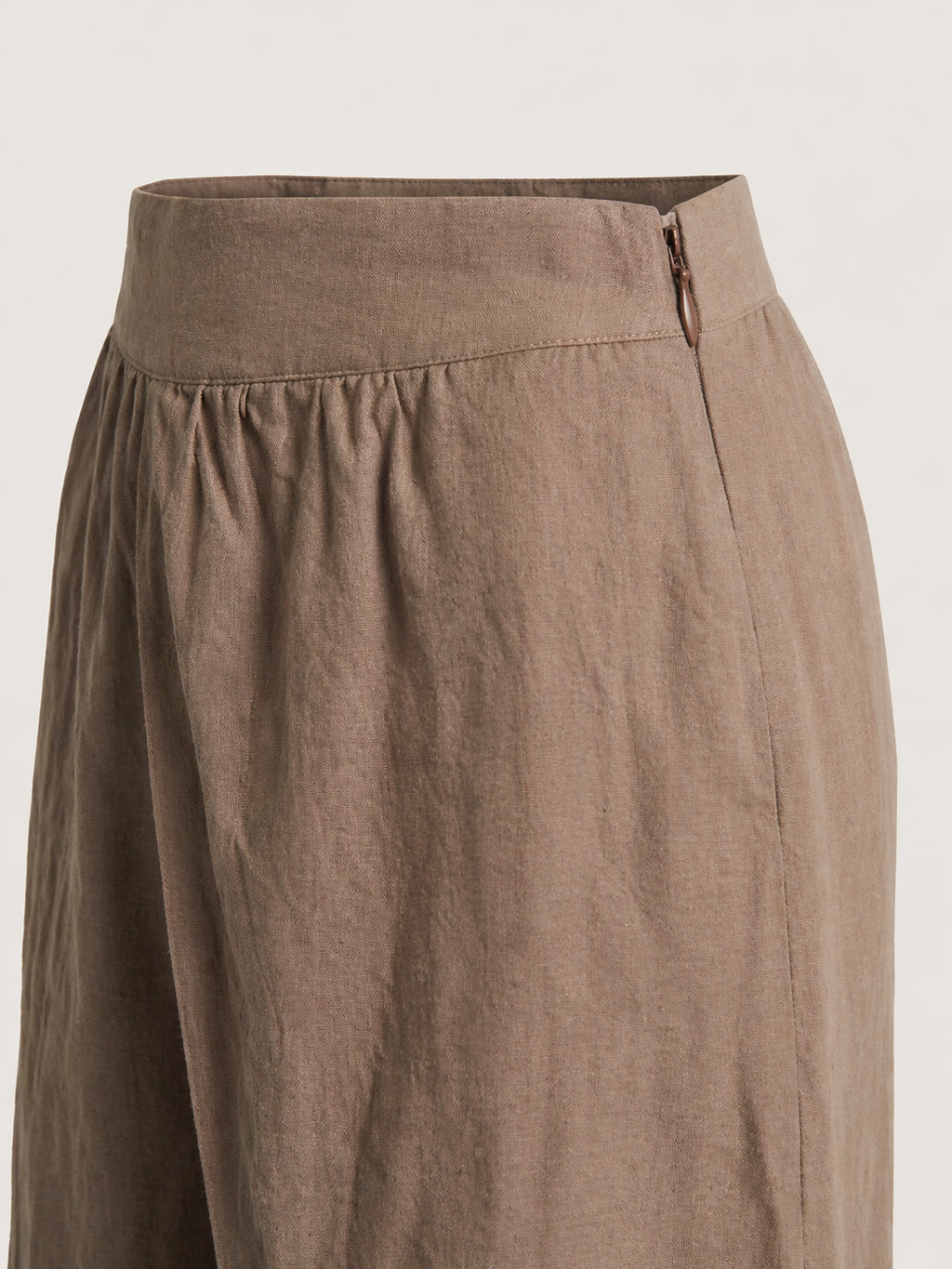 Linen Wide Leg Culottes | Elastic Waist & Side Zipper Cropped Pants
